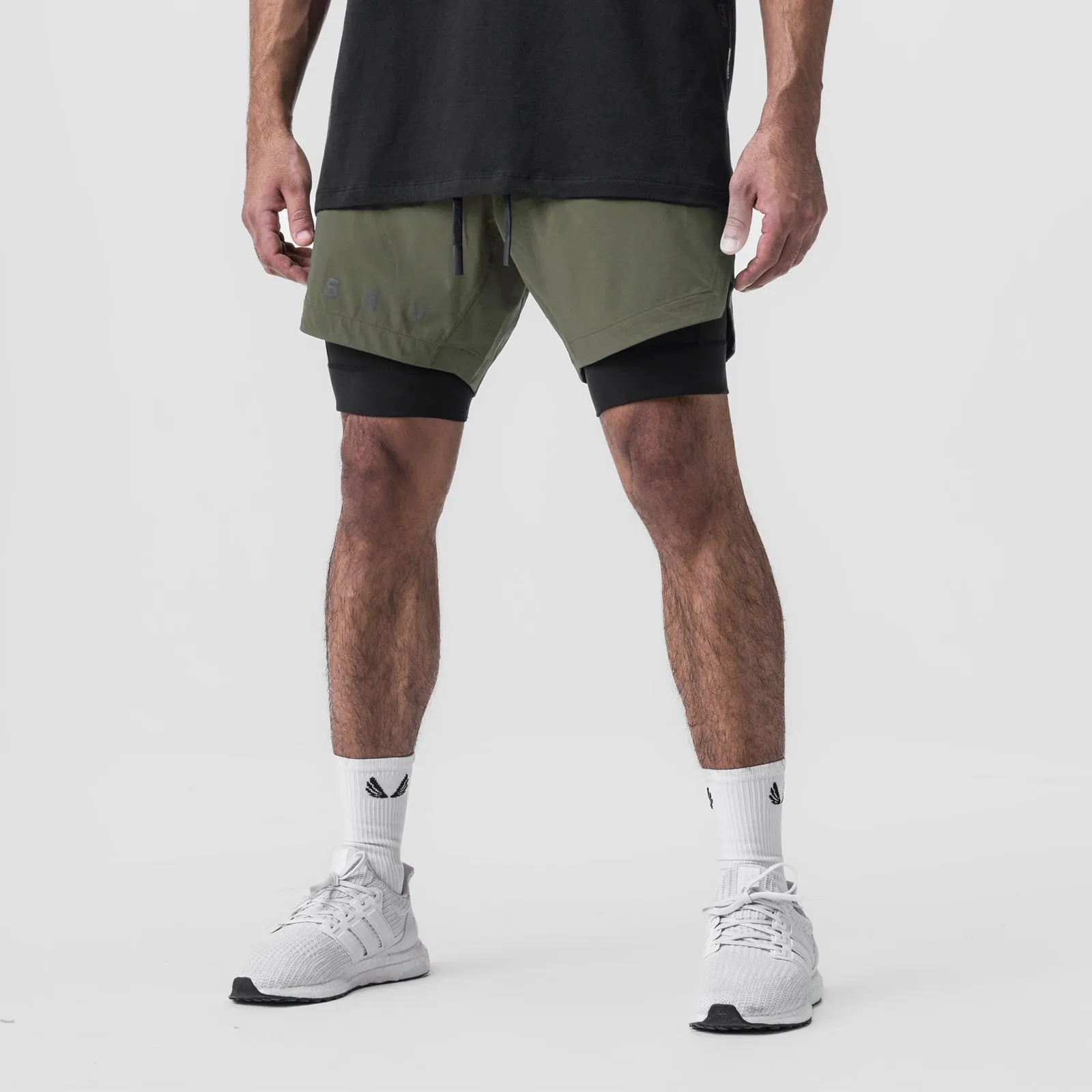 0866. Tetra-Lite? 7" Liner Short - Olive "ASRV"/Black ReinforcedPockets