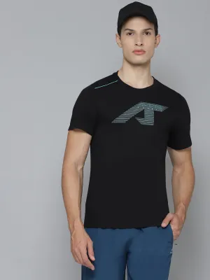 Saga Fit Alcis Men Solid Black Tshirts