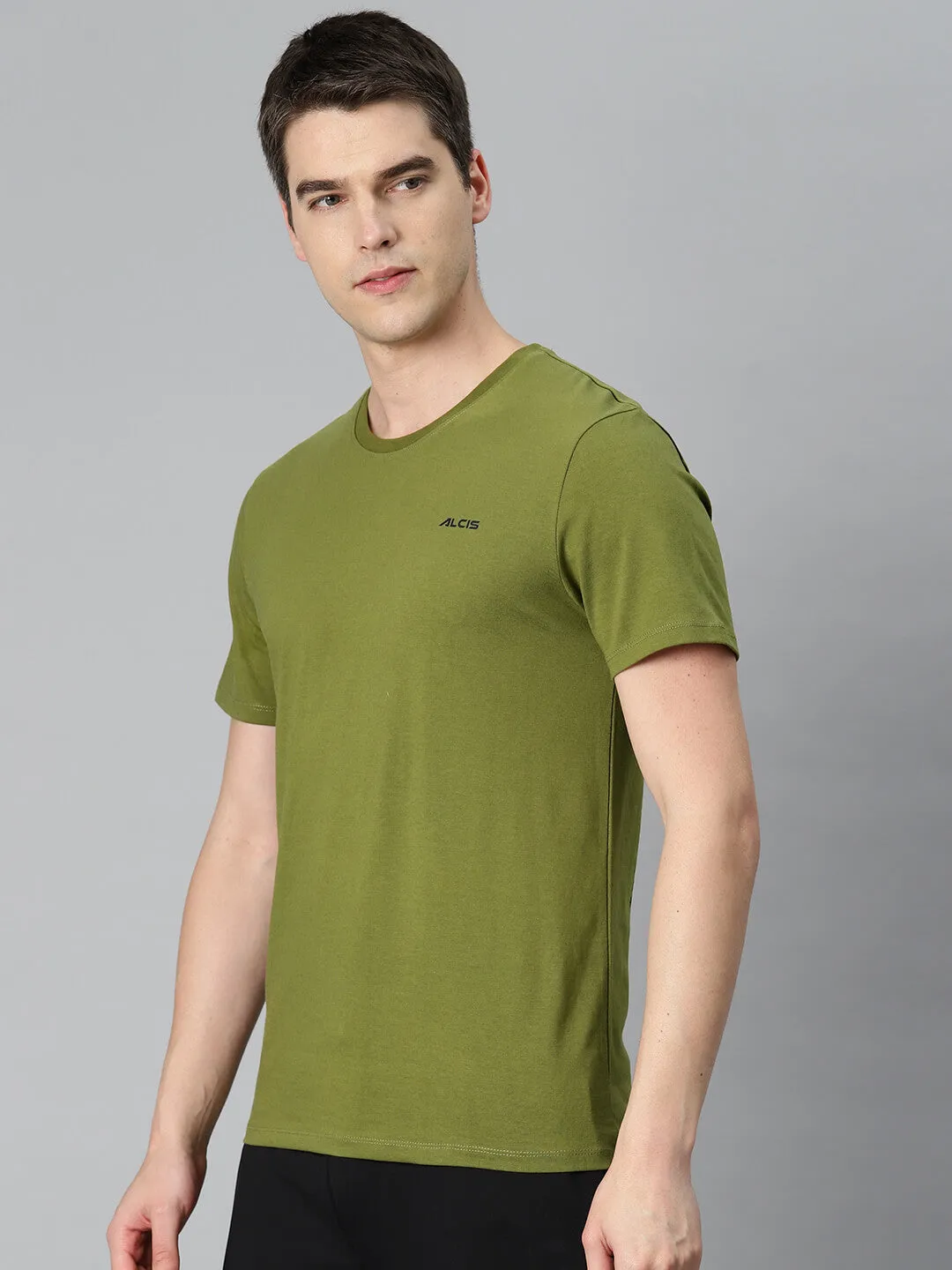 Future Edge Alcis Men Olive Green Printed Sports T-shirt