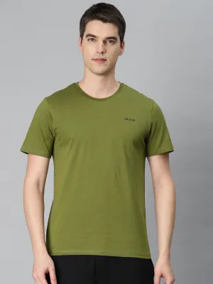 Alcis Men Olive Green Printed Sports T-shirt Breathable Lamination