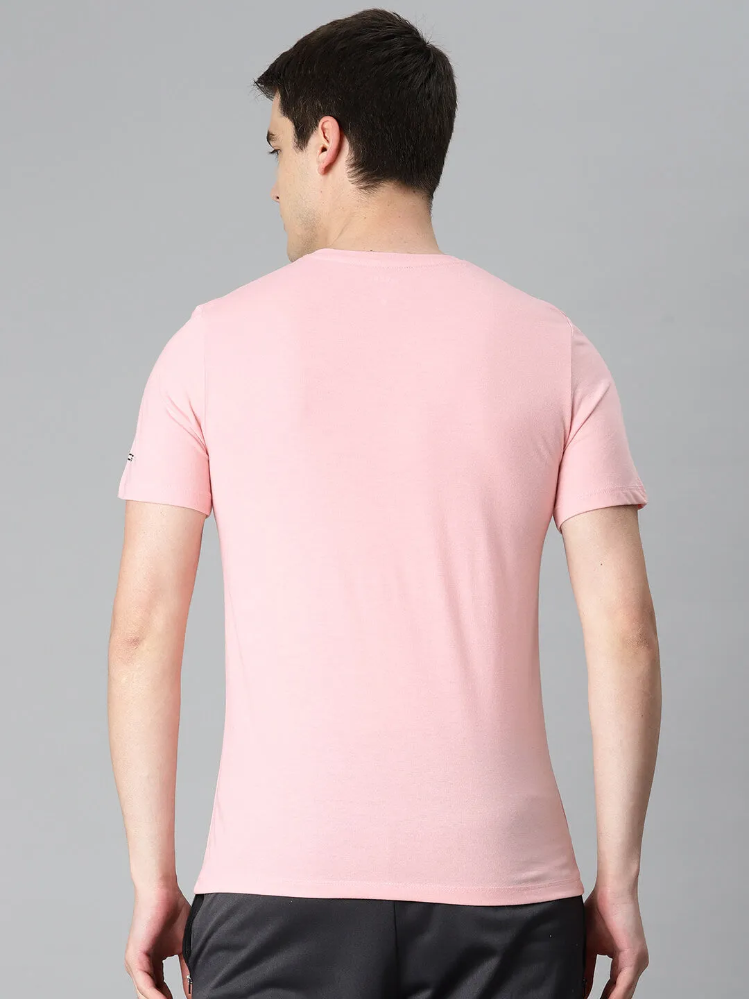 Handmade Glow DurableReinforcedElbow Alcis Men Pink Typography Printed Sports T-shirt