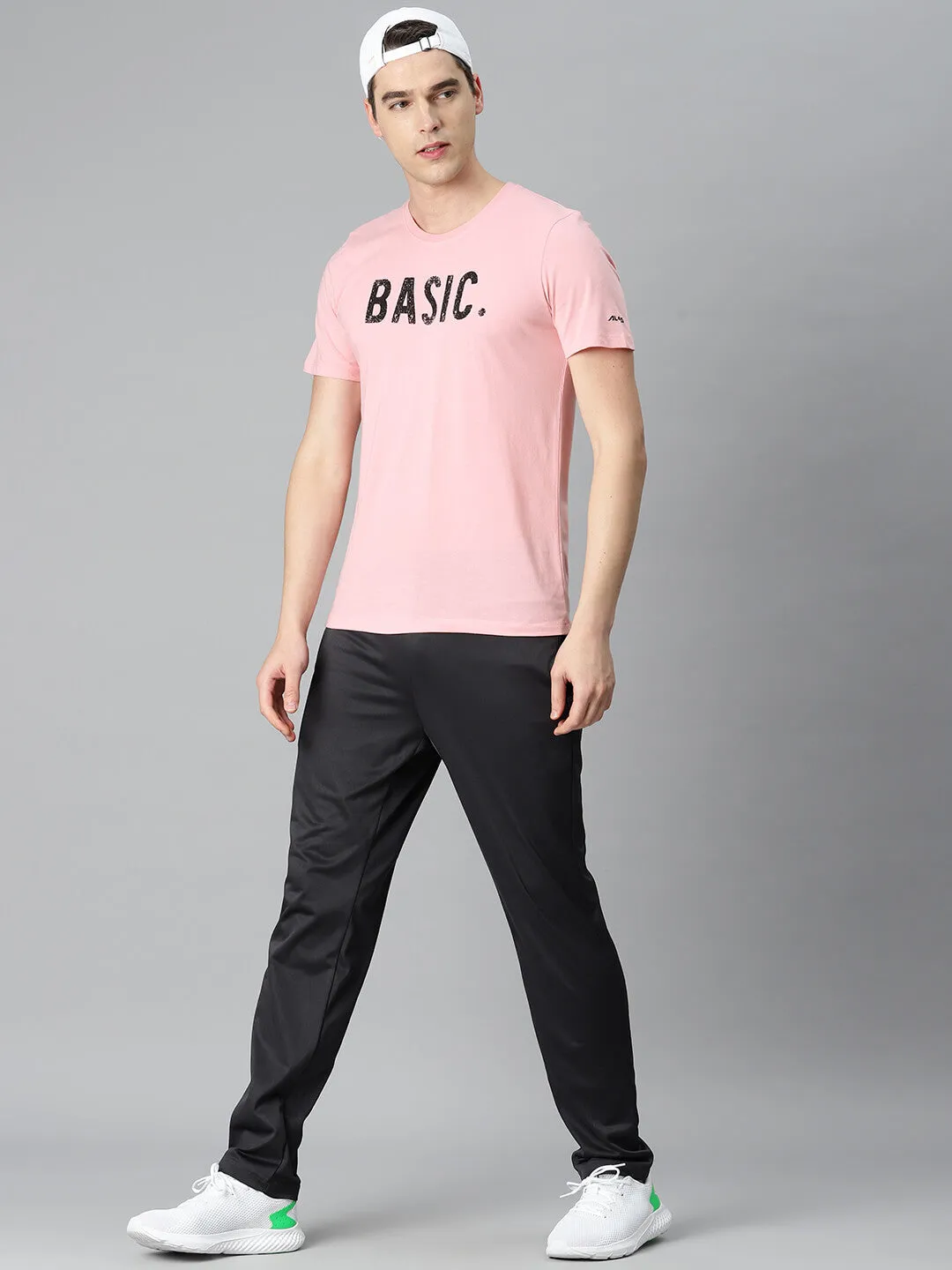 Alcis Men Pink Typography Printed Sports T-shirt Repair Fit
