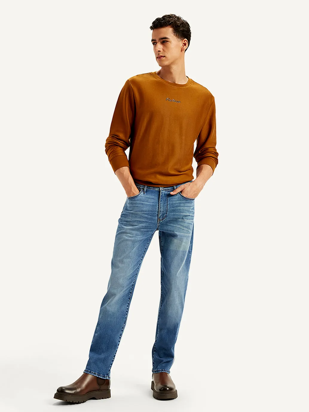 Suitable Fit Men's Redloop 511 Blue Slim Fit Mid Rise Jeans