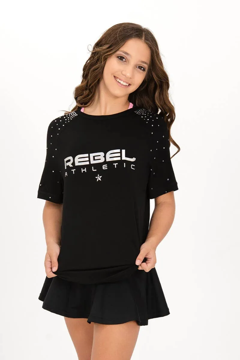 Meeting Ready Rebel Athletic Crystaled Tee in Black
