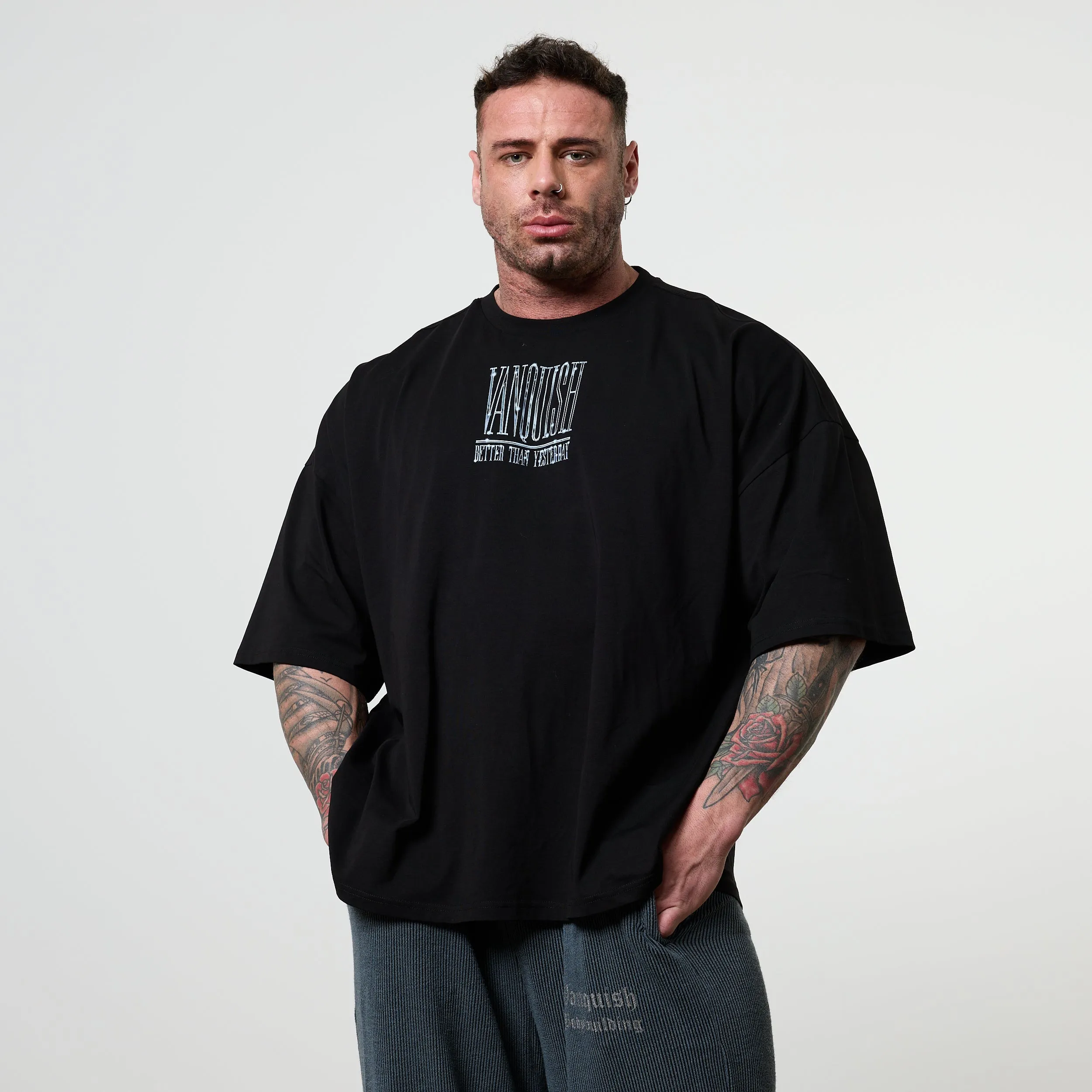 Vanquish Olympus Black Hercules Oversized Boxy T Shirt loose fitting