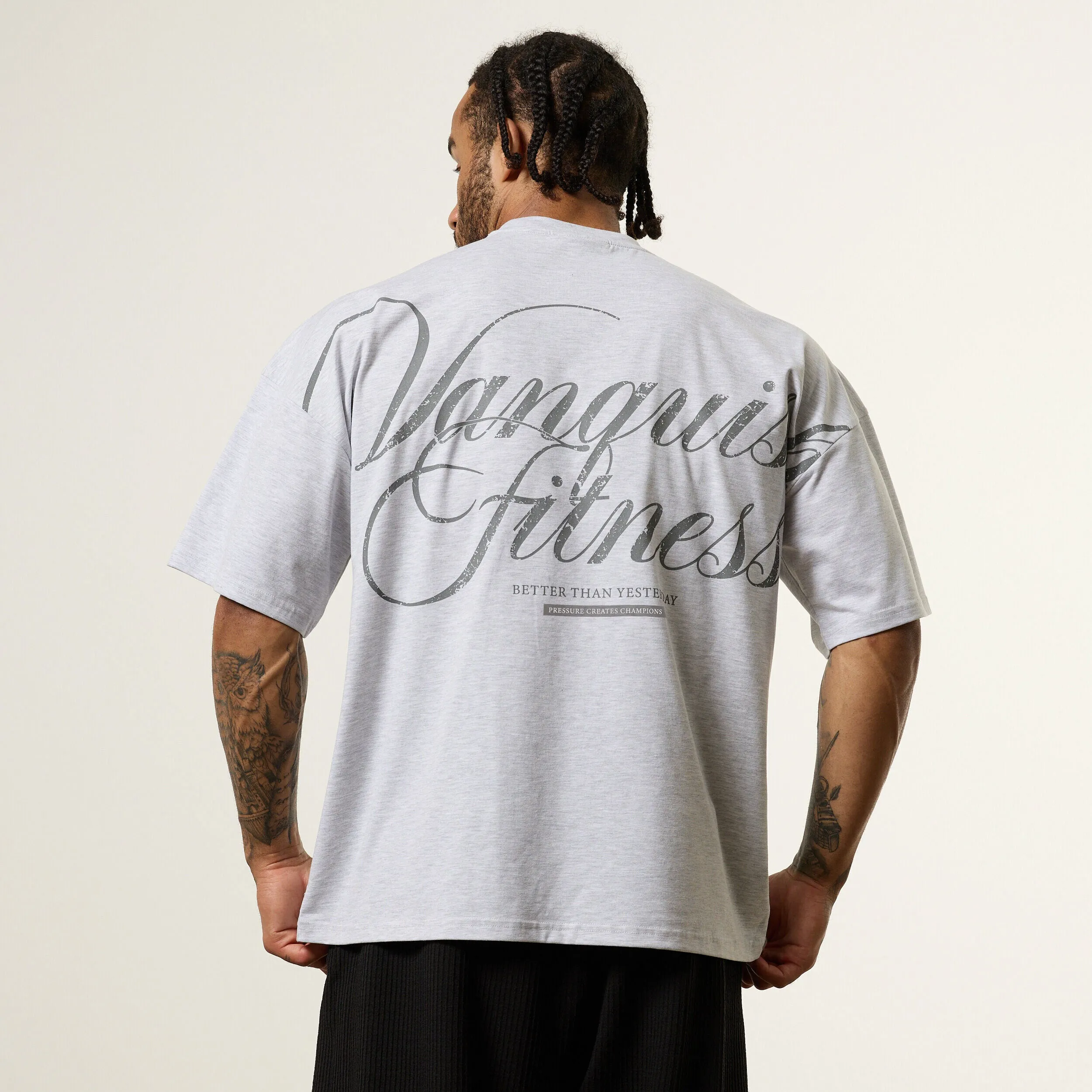 Vanquish x JBeast Grey Oversized Boxy T Shirt athletic style Non Fading Material
