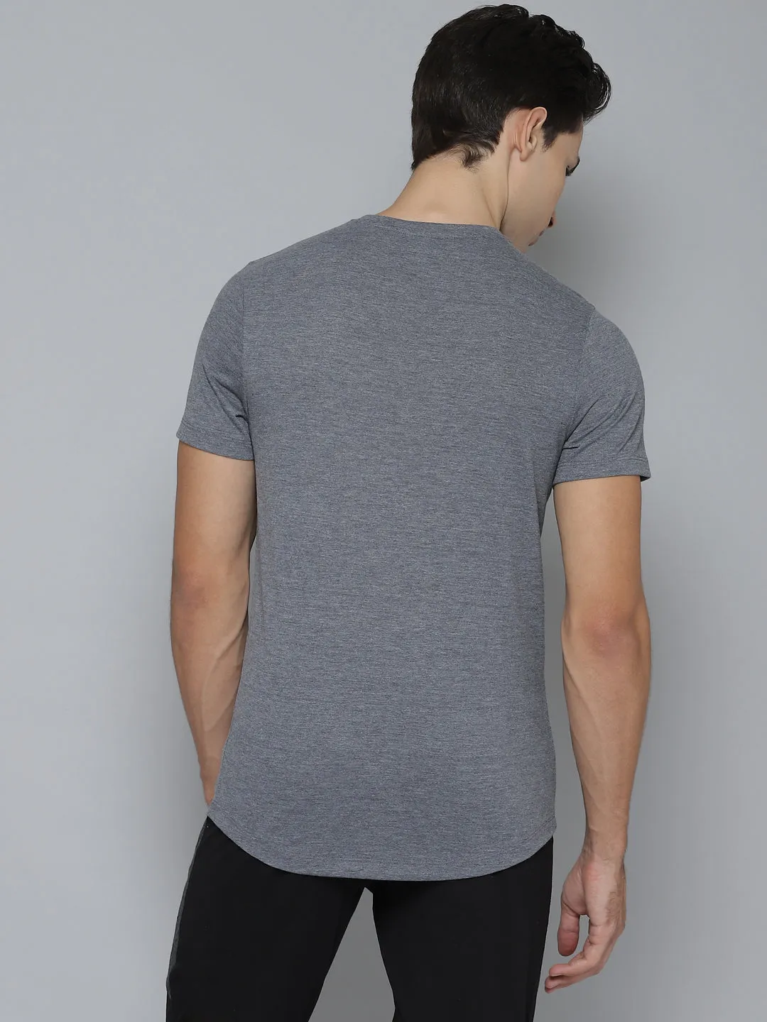 Alcis Men Solid Grey Melange Tshirts Senior Ease FadeResistantDye