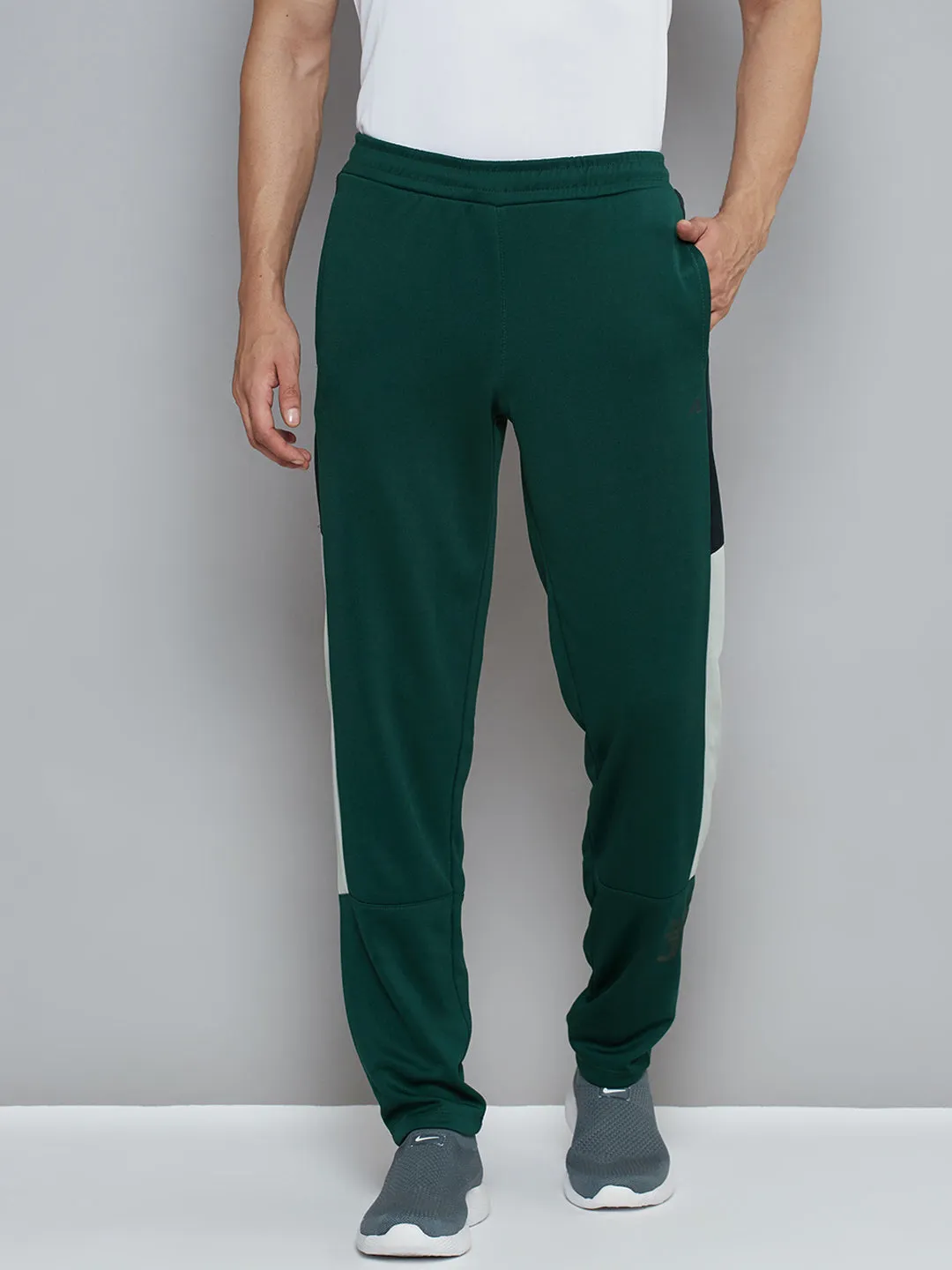 Alcis Men Green Solid Slim Fit Running Track Pants Moisture Wicking Fabric Tagless Design