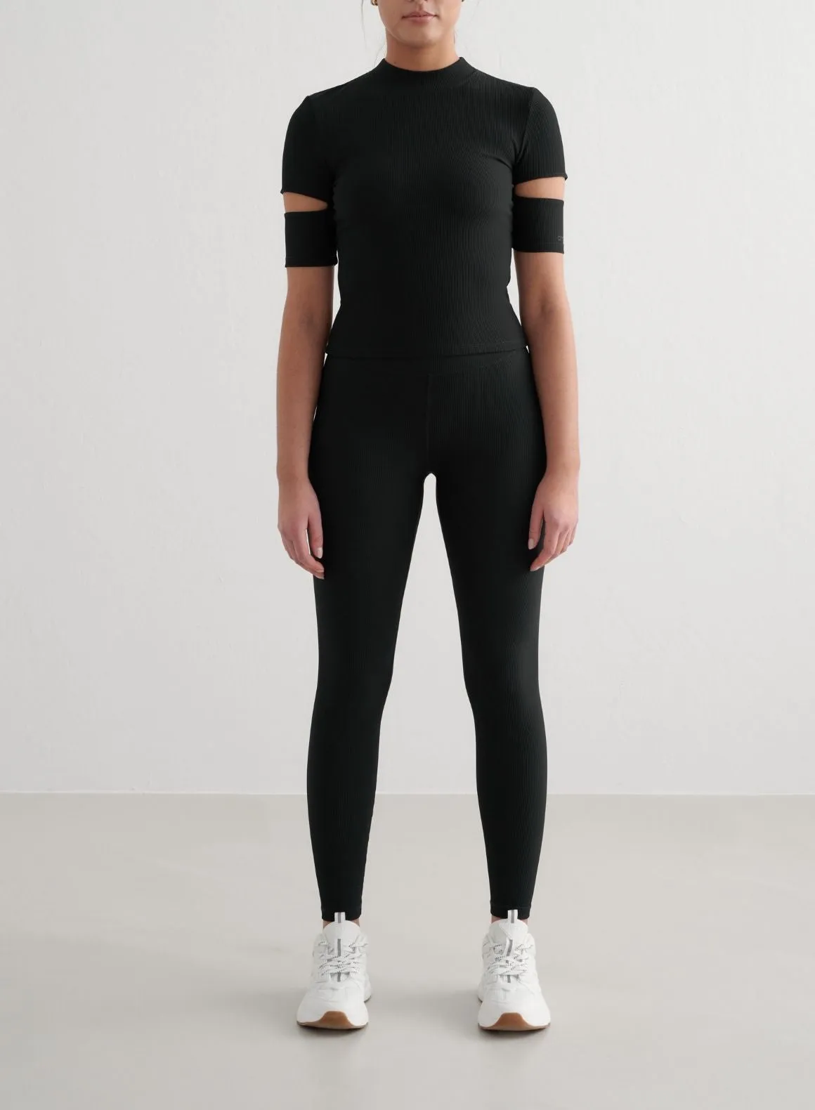 Black Ribbed Performance Cut Out Top Light Comfort Style