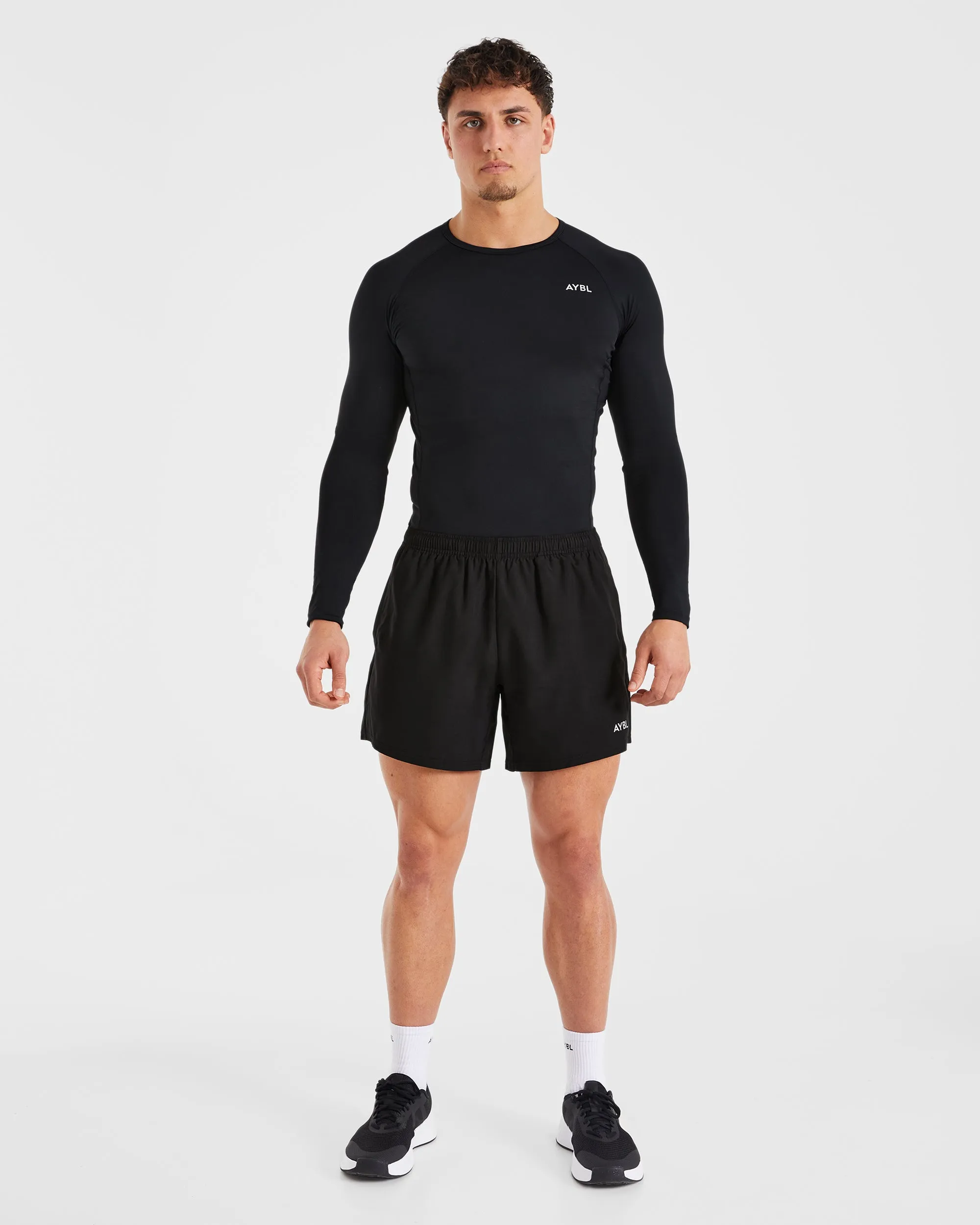 Pullover Compression Long Sleeve T Shirt - Black