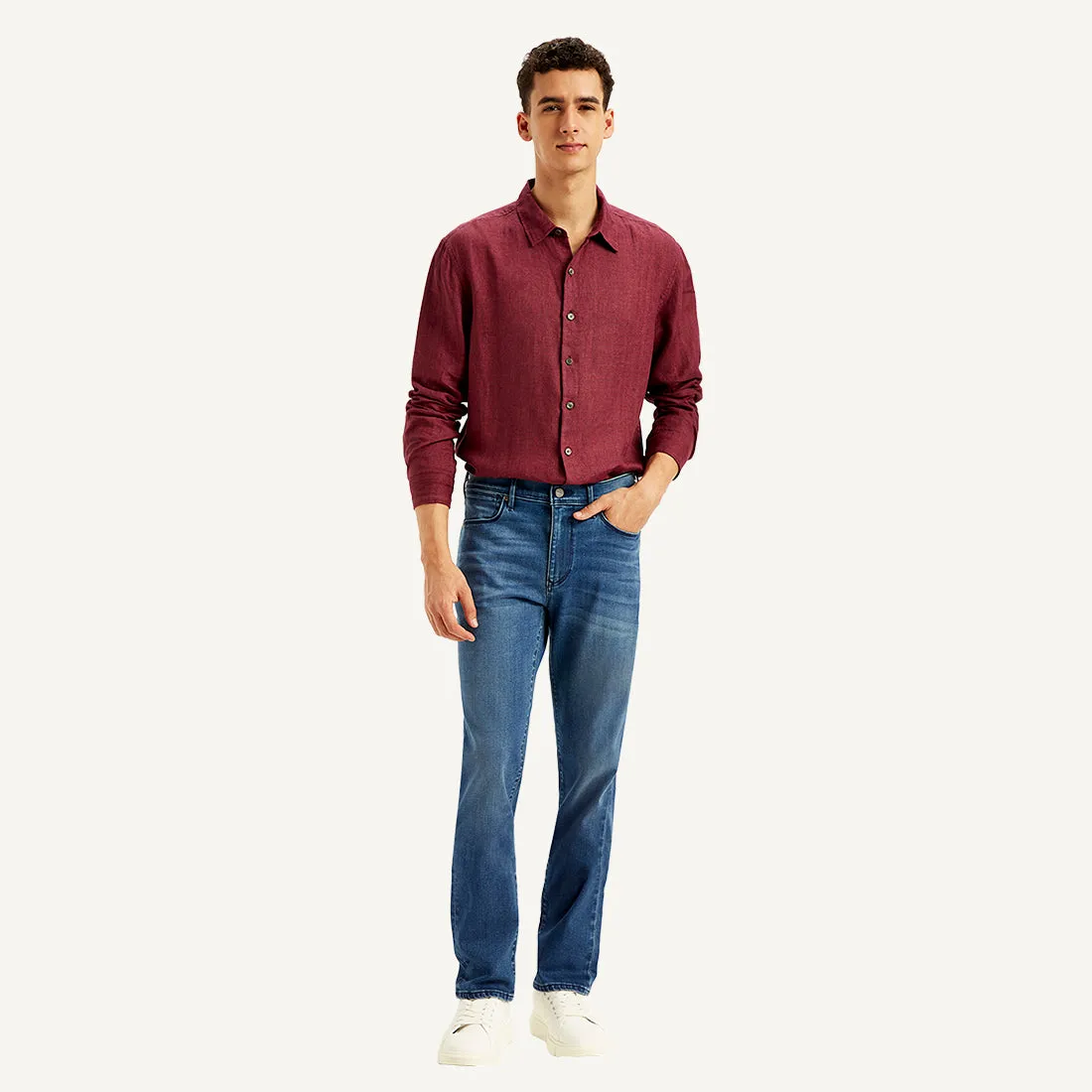 Classic Five Pocket Light Washed Men's Redloop 511 Blue Slim Fit Mid Rise Jeans