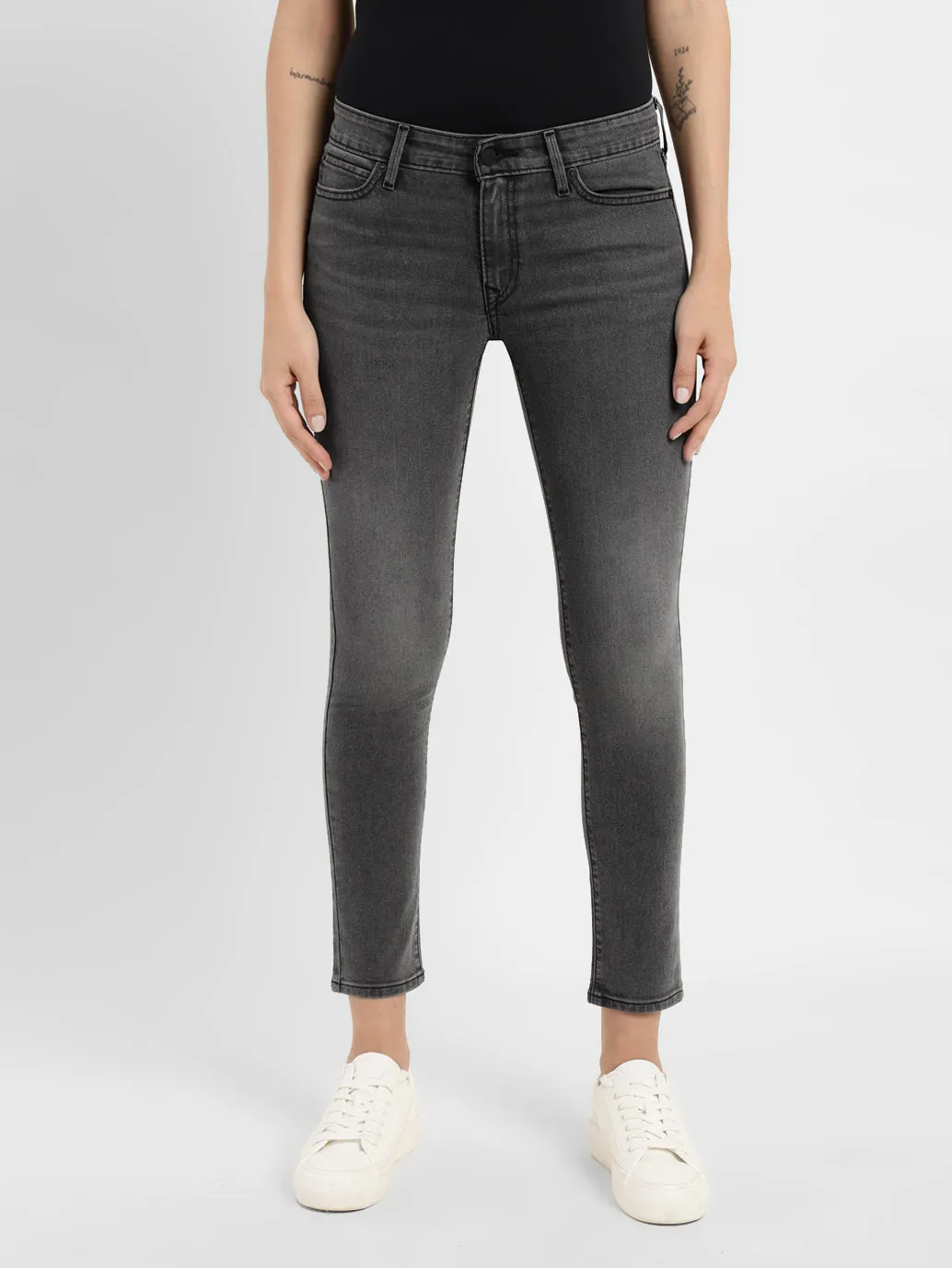 Basic Attire Women's 710 Black Skinny Fit Mid Rise Jeans