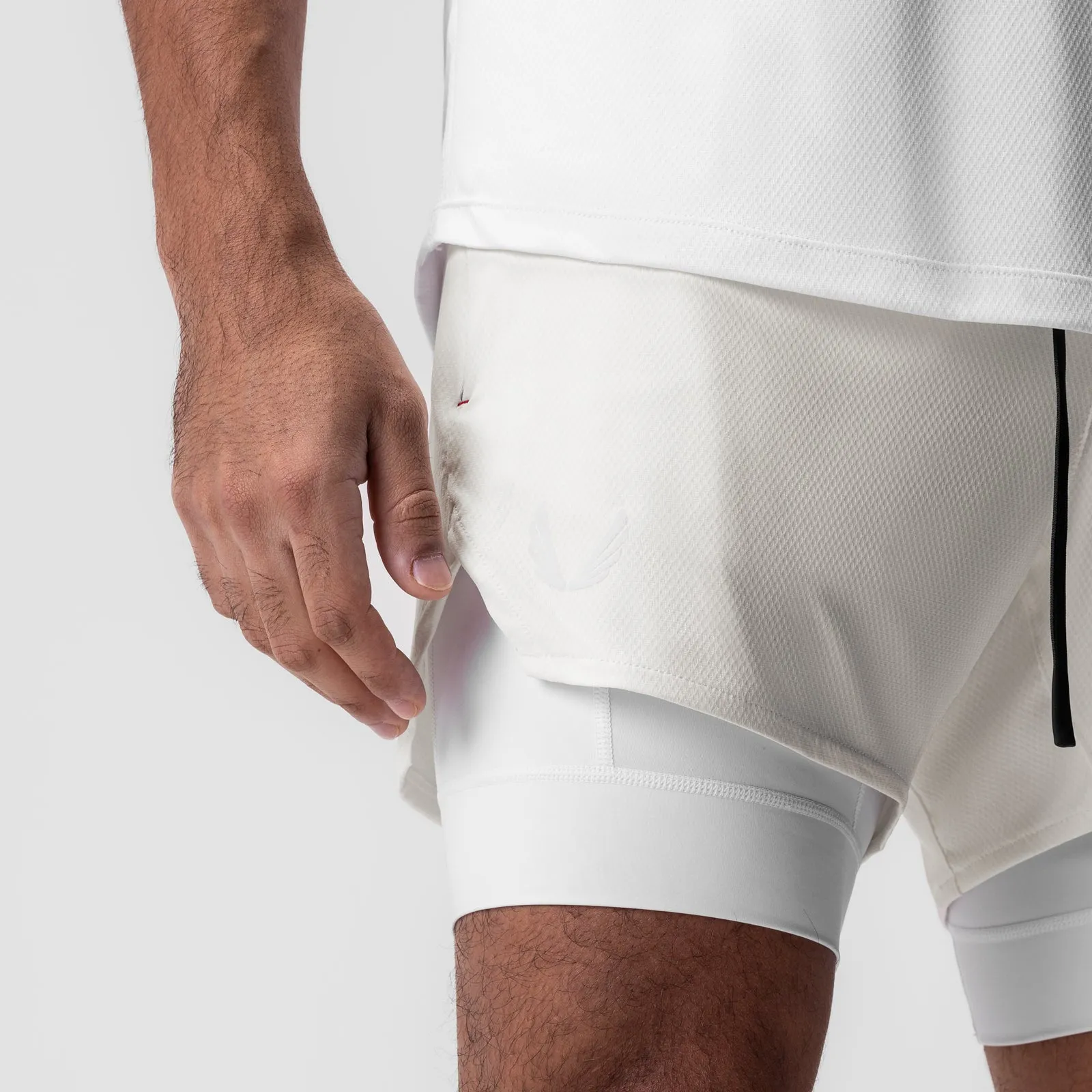 0828. AeroSilver? 5" Liner Short - Ivory Cream "Wings"/White Running Gear Flex Foam Insert