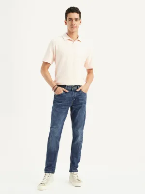 Men's 512 Dark Blue Slim Tapered Fit Mid Rise Jeans Work Meeting Beach Day Relaxed Style Bold