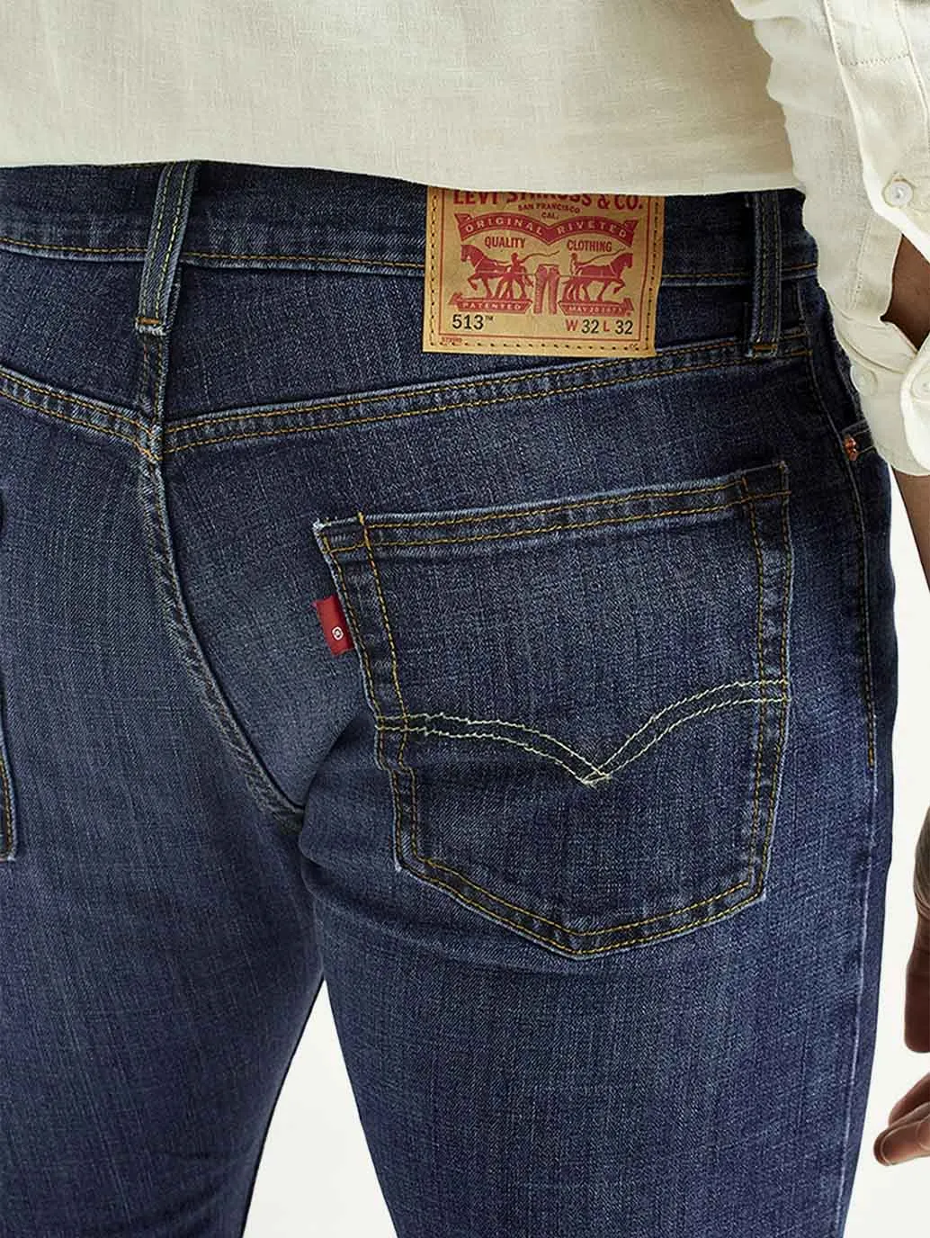 Soft Core Cool Outfitters Men's Tinted 513 Med Indigo Slim Straight Fit Mid Rise Jeans