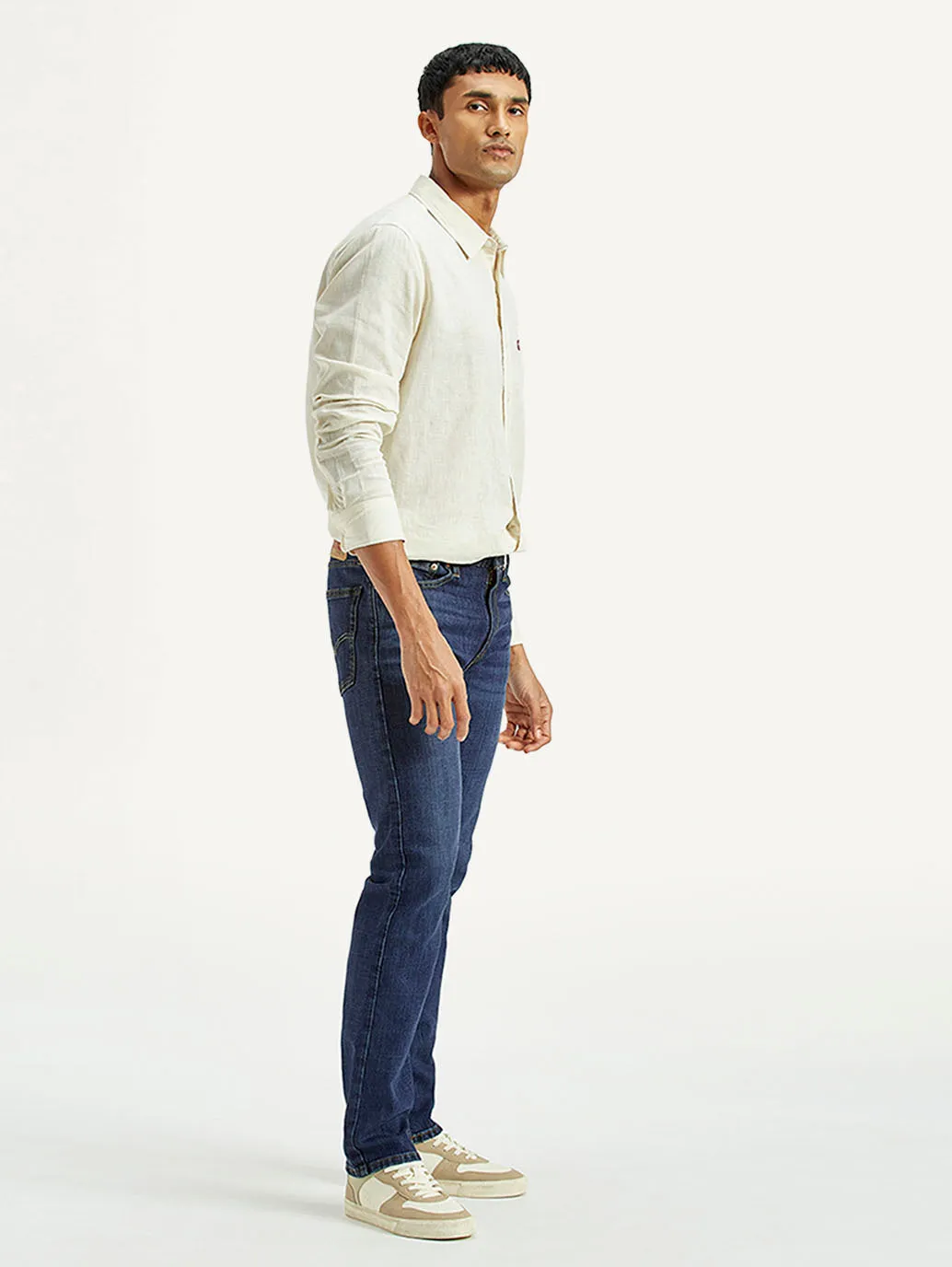 Office Wear Modern Men's Tinted 513 Med Indigo Slim Straight Fit Mid Rise Jeans