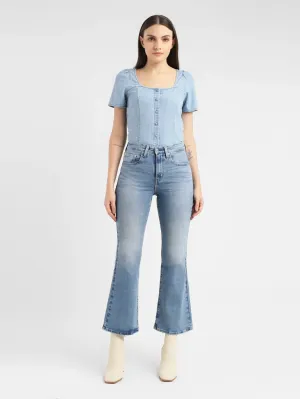 Outfit Basic Colorfast Dyeing Method Women's 726 Blue Flared Fit High Rise Jeans