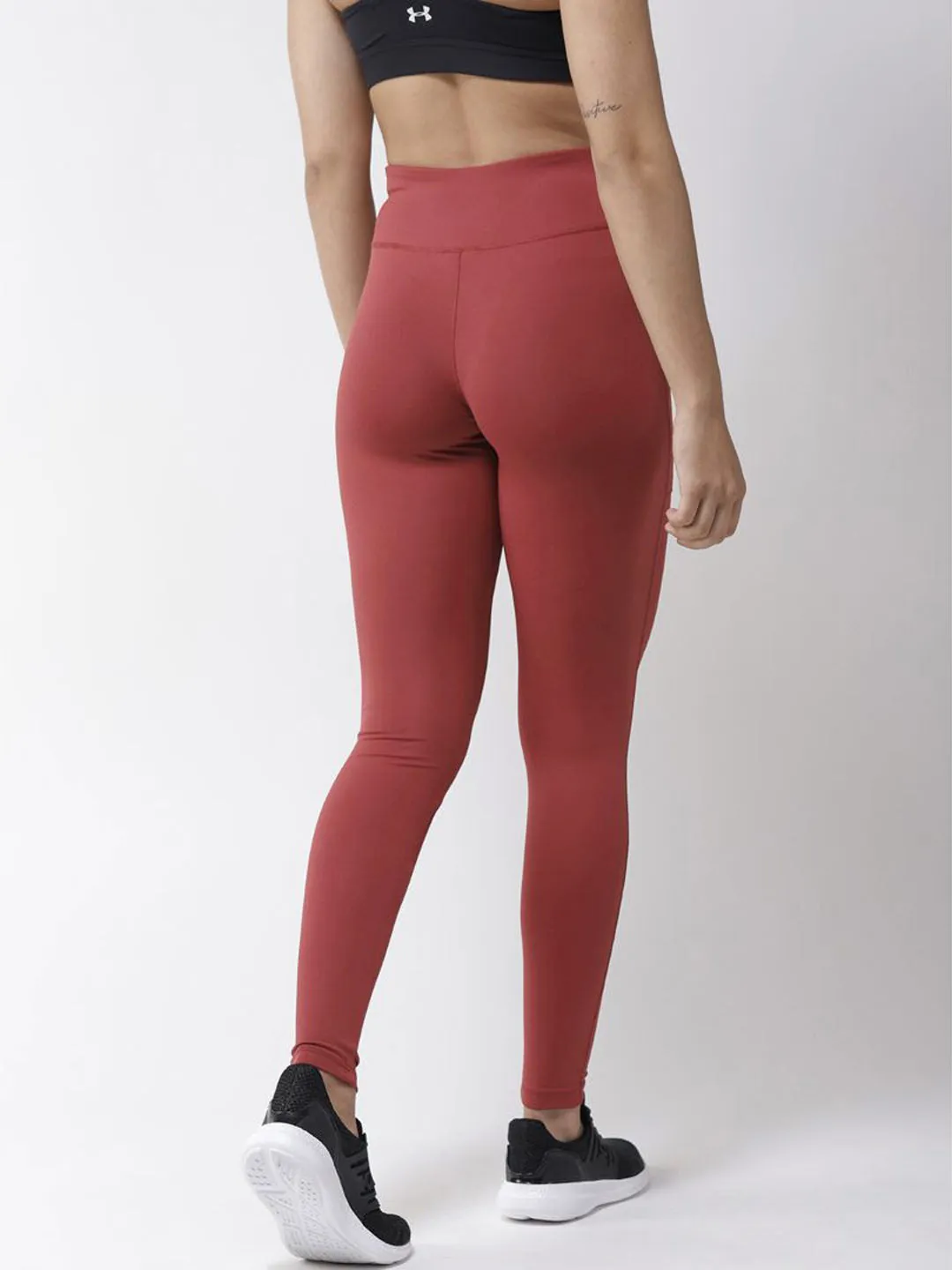 Soft Curve Push Fit Alcis Women Rust Red Solid Tights