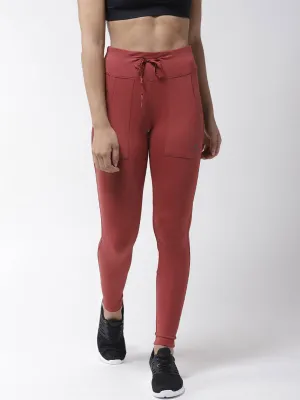 Weekend Look Balance Wear Alcis Women Rust Red Solid Tights