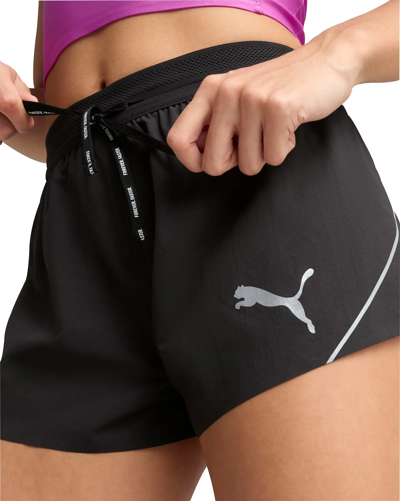 summer breeze watch Puma Raceday UltraWeave 3 Inch Womens Split Running Shorts - Black