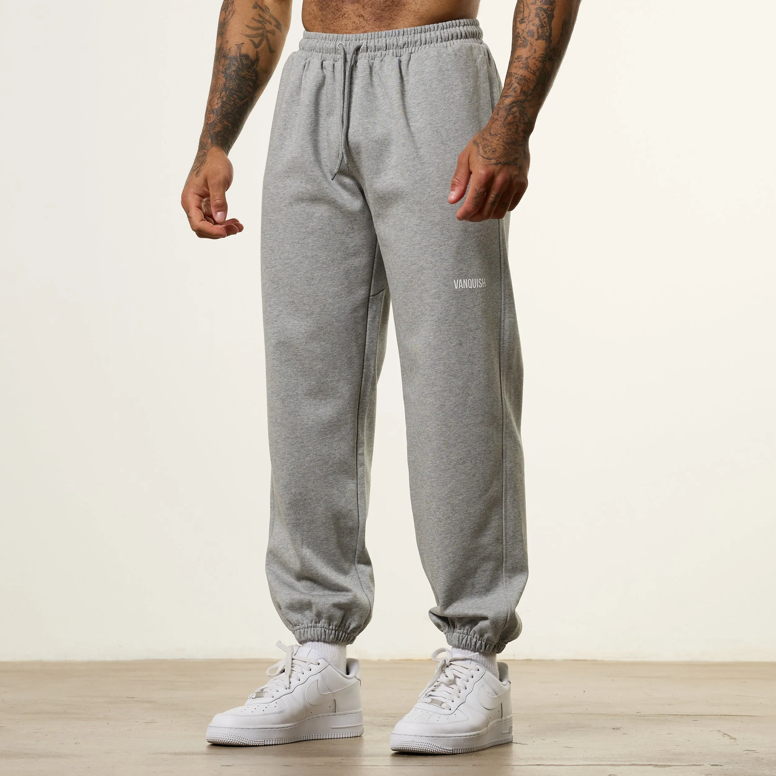 Vanquish Essential Grey Melange Oversized Sweatpants EasyCareFabric