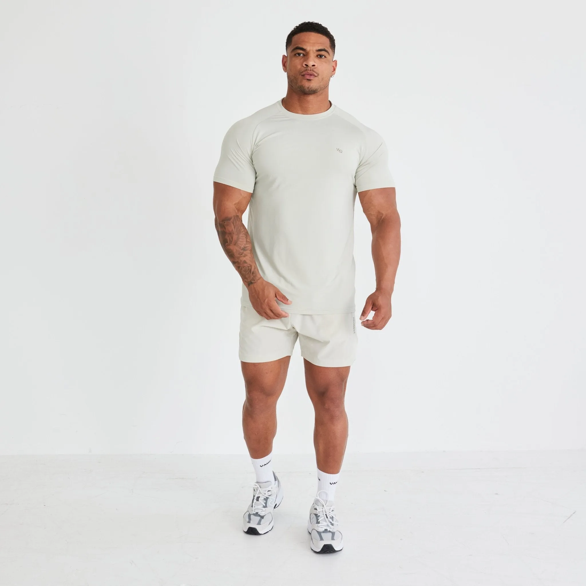 Ribbed Neckline EasyCareFinish Vanquish Essential Stone Performance Short Sleeve T Shirt