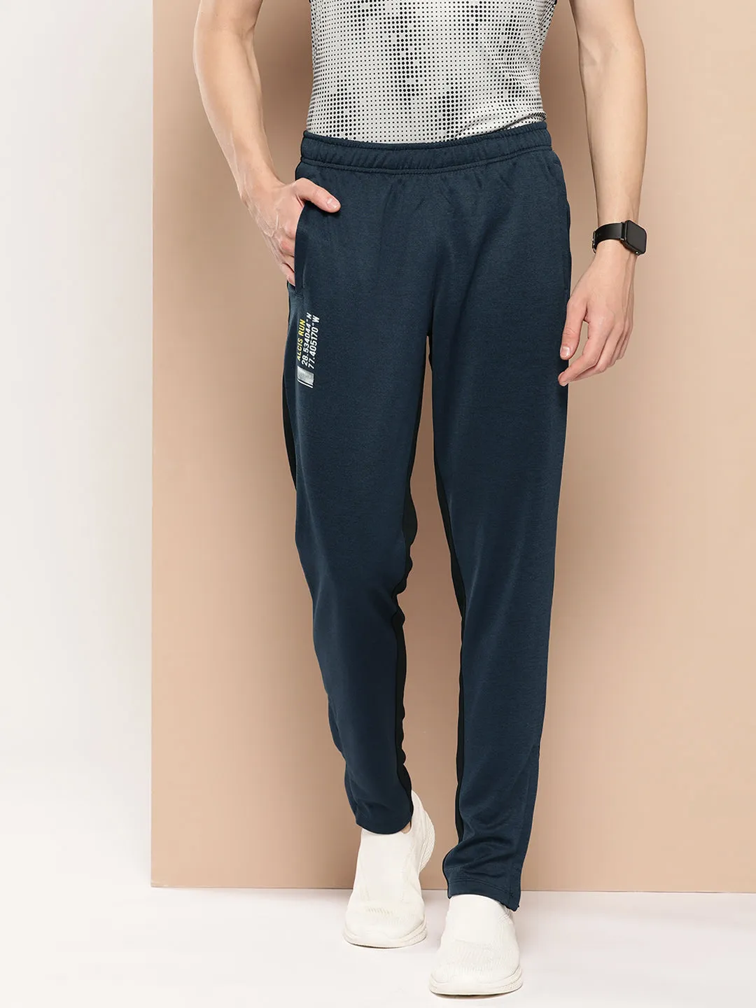 Temperature Regulating Fabric Alcis Men Colourblocked Slim Fit Running Track Pants