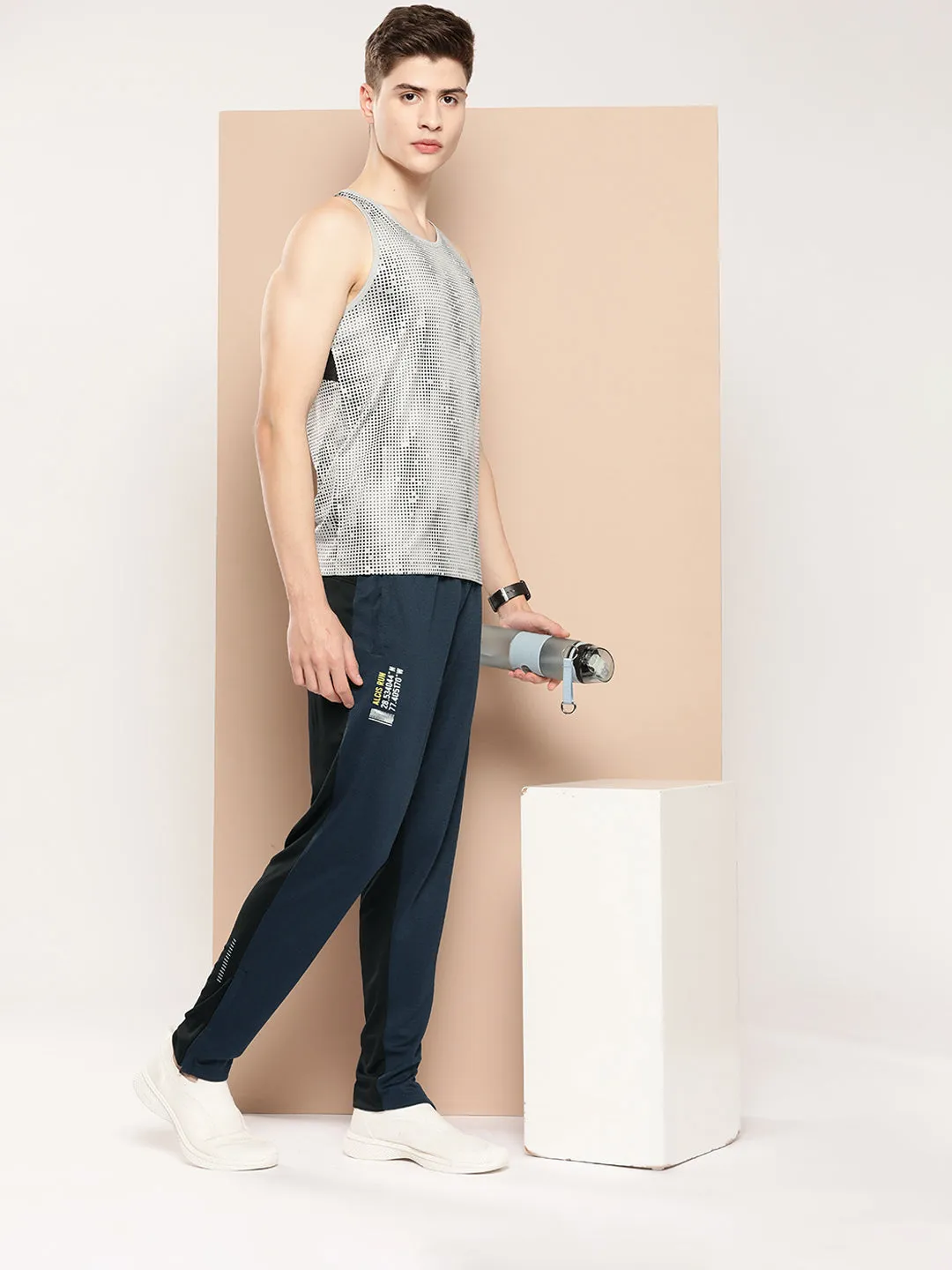 Functional Fit High-waisted fit Alcis Men Colourblocked Slim Fit Running Track Pants