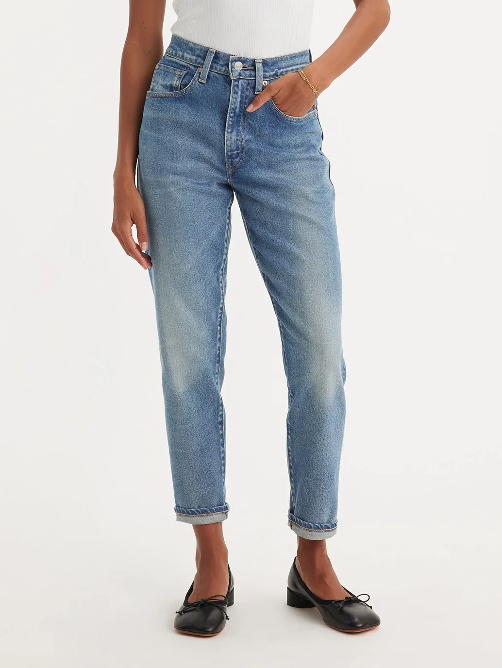 Date Night Daily Wear Strong Stitch Women's Blue Loose Fit High Rise Boyfriend Jeans