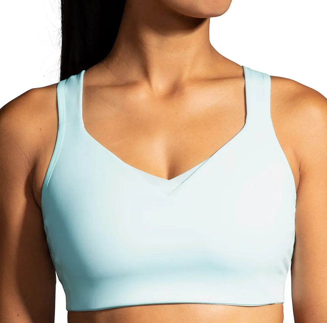 Triple stitching seams Yellow sports outfit Brooks Drive Convertible Run Womens Sports Bra - Blue