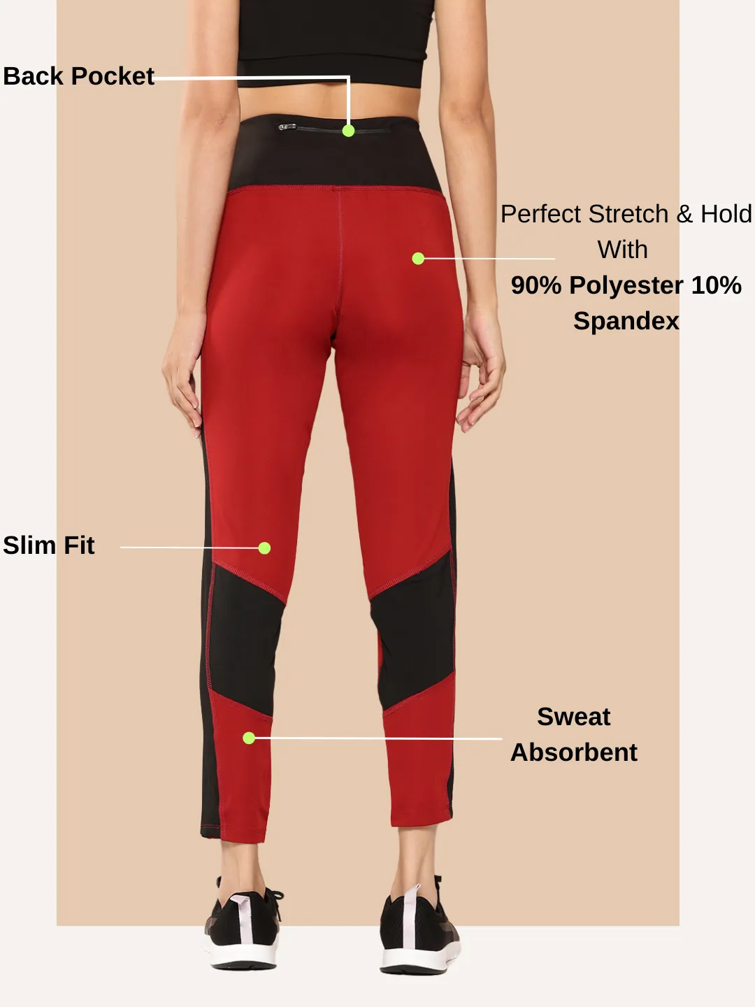 Flexible Wear Postpartum Fit Dance Practice Lightweight Material Alcis Women Maroon and Black Colourblocked Tights