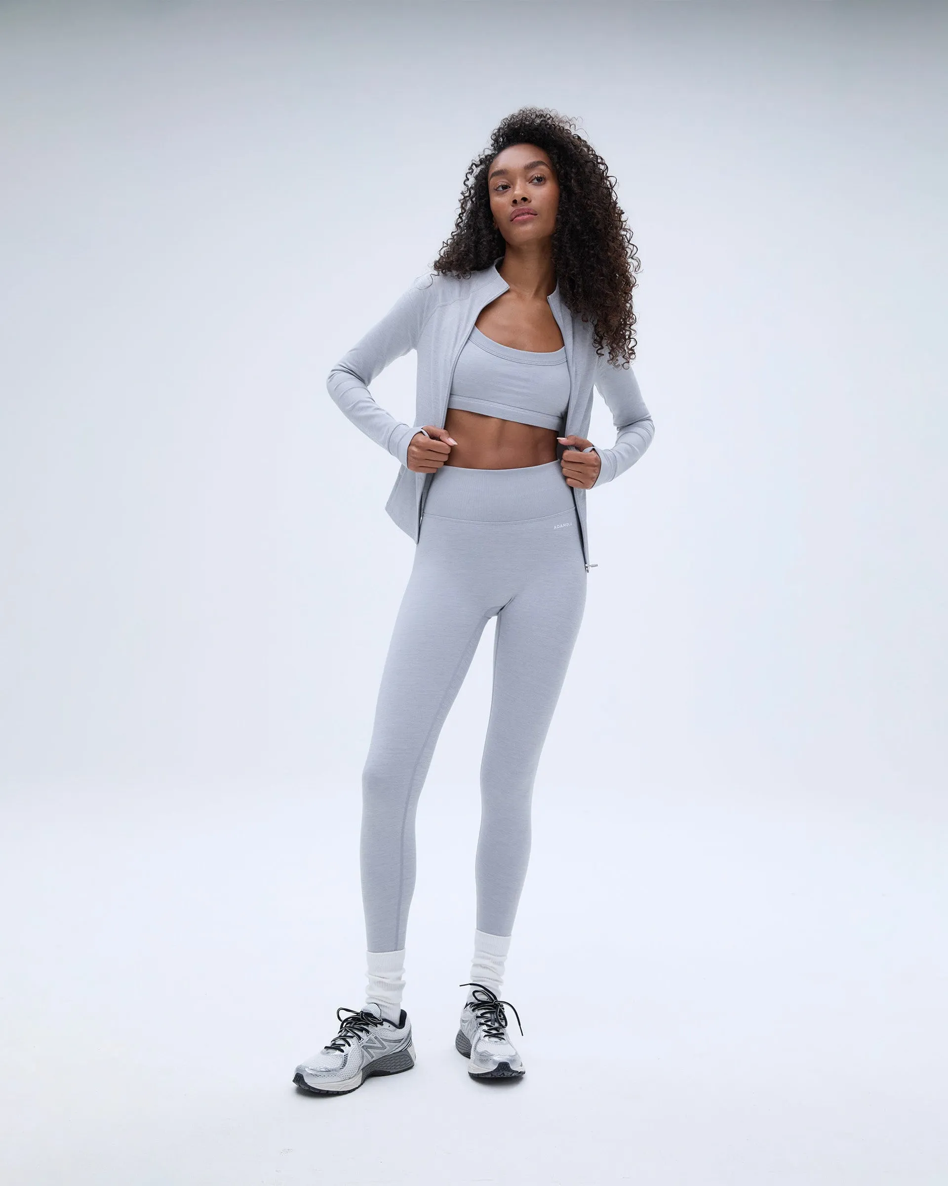 Ultra Thin Power Stretch Brushed Legging - Light Grey Melange
