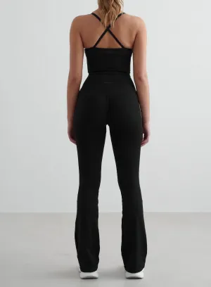 Black Shape Seamless Flare Tights Seamless Design Minimalist Style Weekend Look