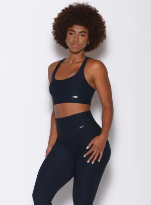 Chevron Sports Bra Flexible Closure Breathable Mesh Panels