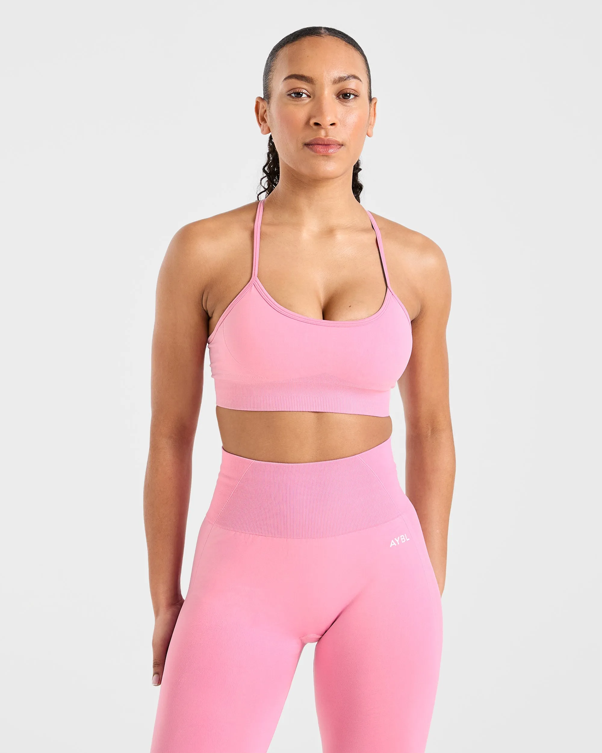 Empower Seamless Sports Bra - Baby Pink Shock Absorption Zones