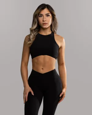 Interval Bra - Black Tasseled edges Breathable seams