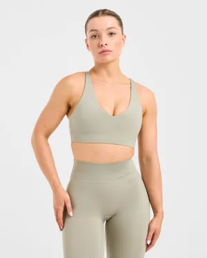 Staple Sports Bra - Washed Olive Decorative stitching seams
