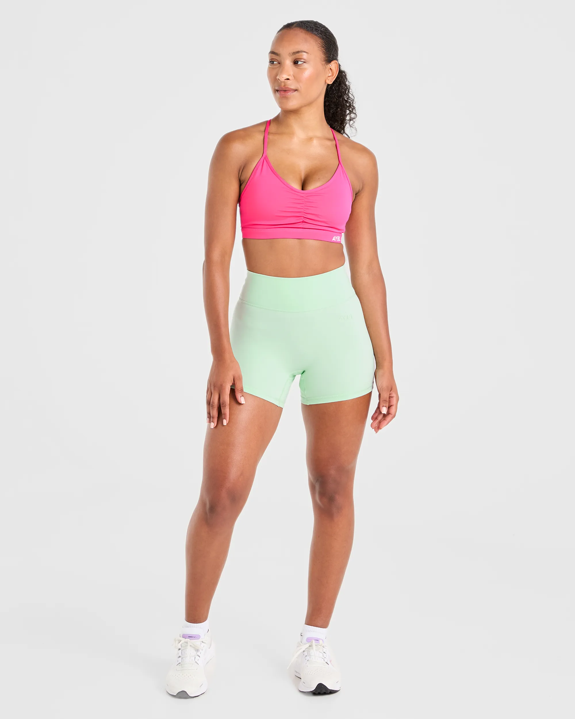 Hook-and-eye closure Essential Ruched Sports Bra - Hot Pink