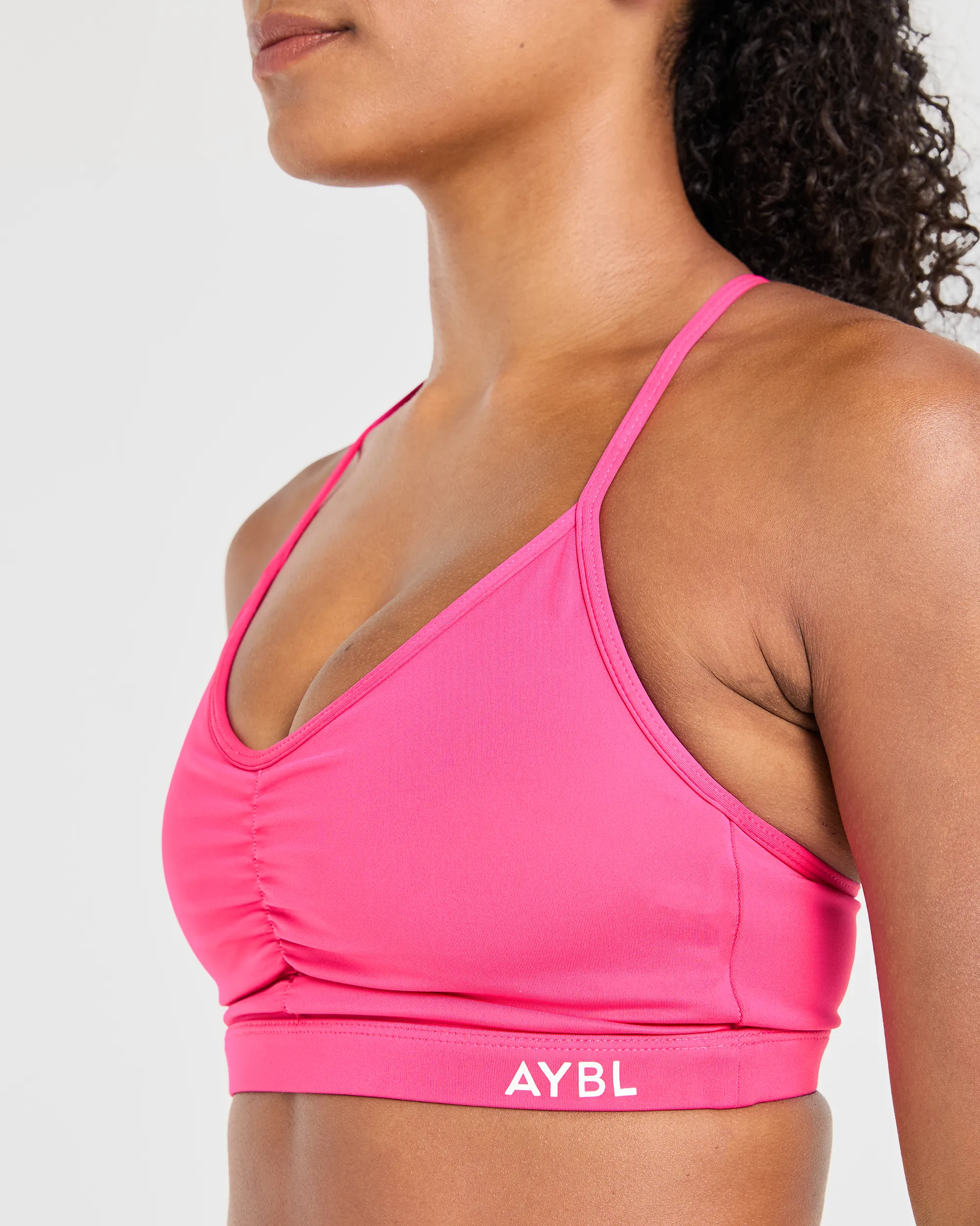 Essential Ruched Sports Bra - Hot Pink Breathable fabric