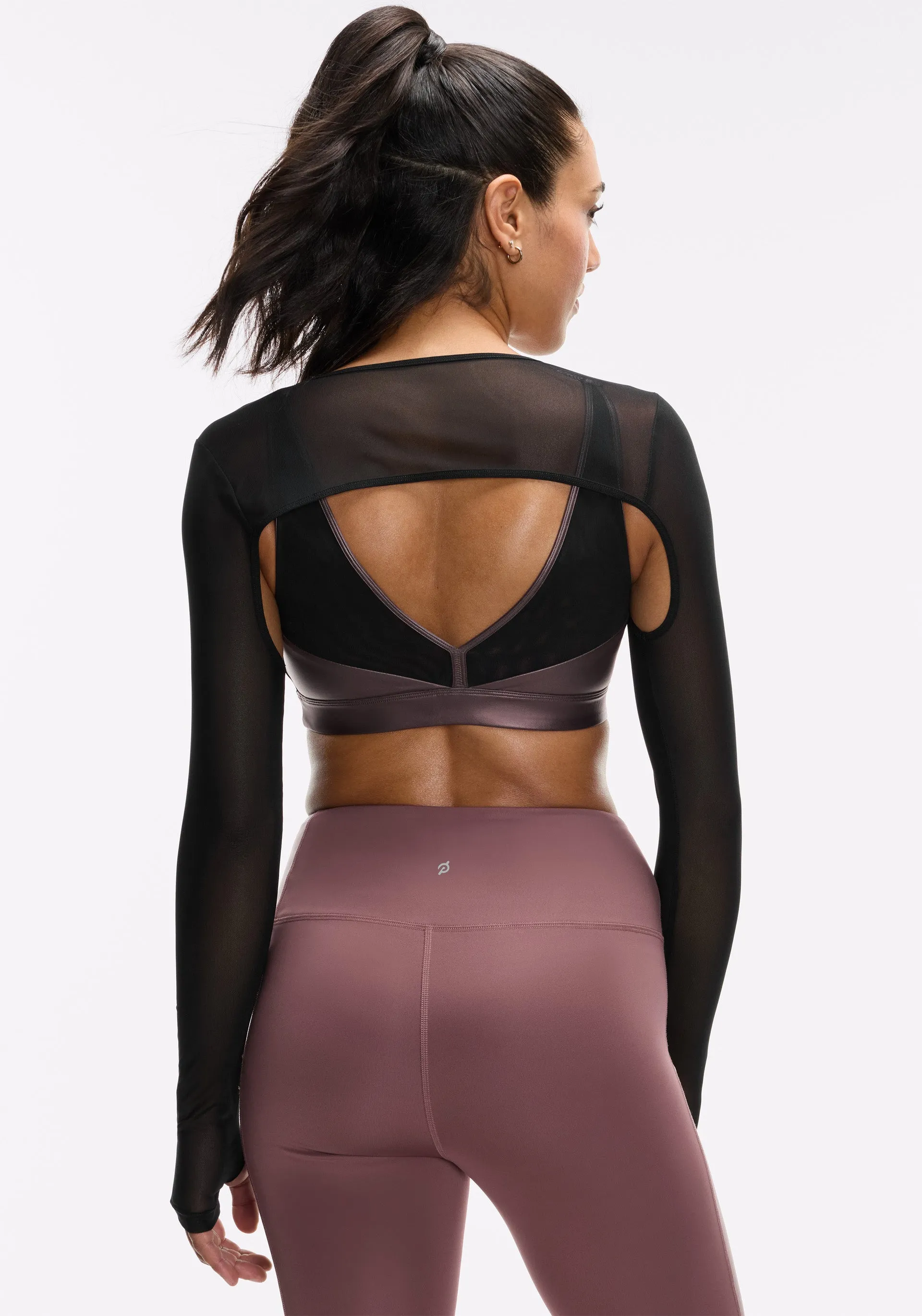 Ribbed waistband Soft Material Mesh Shrug V-Back Bra
