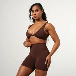 Double stitching Motion Control Design VANQUISH ENHANCE COFFEE BROWN TWIST FRONT BRA
