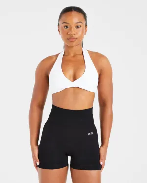technical fabric Flexible Fabric Essential Halterneck Sports Bra - White