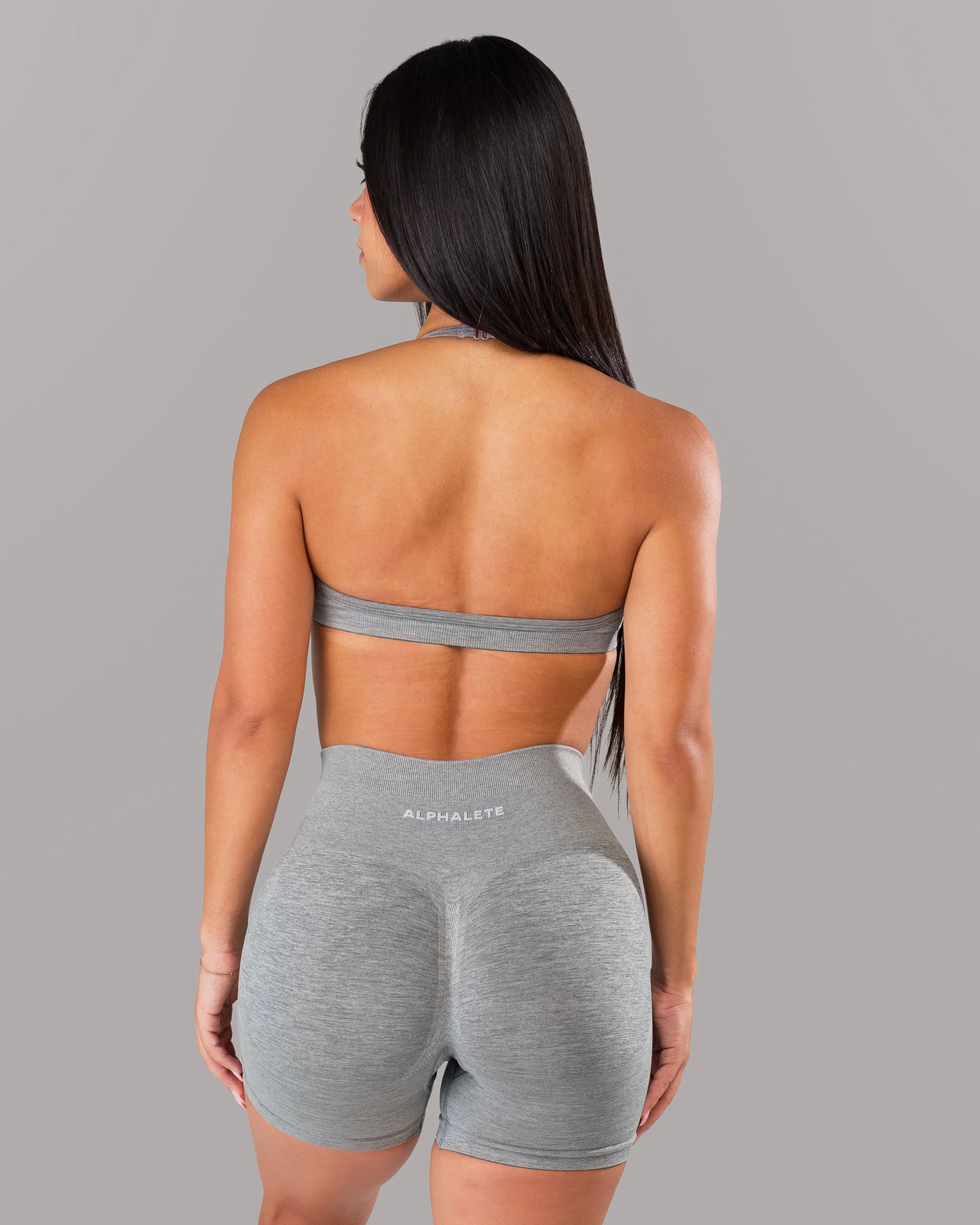 Amplify Minimal Bra - Heather Grey Cropped fit seams