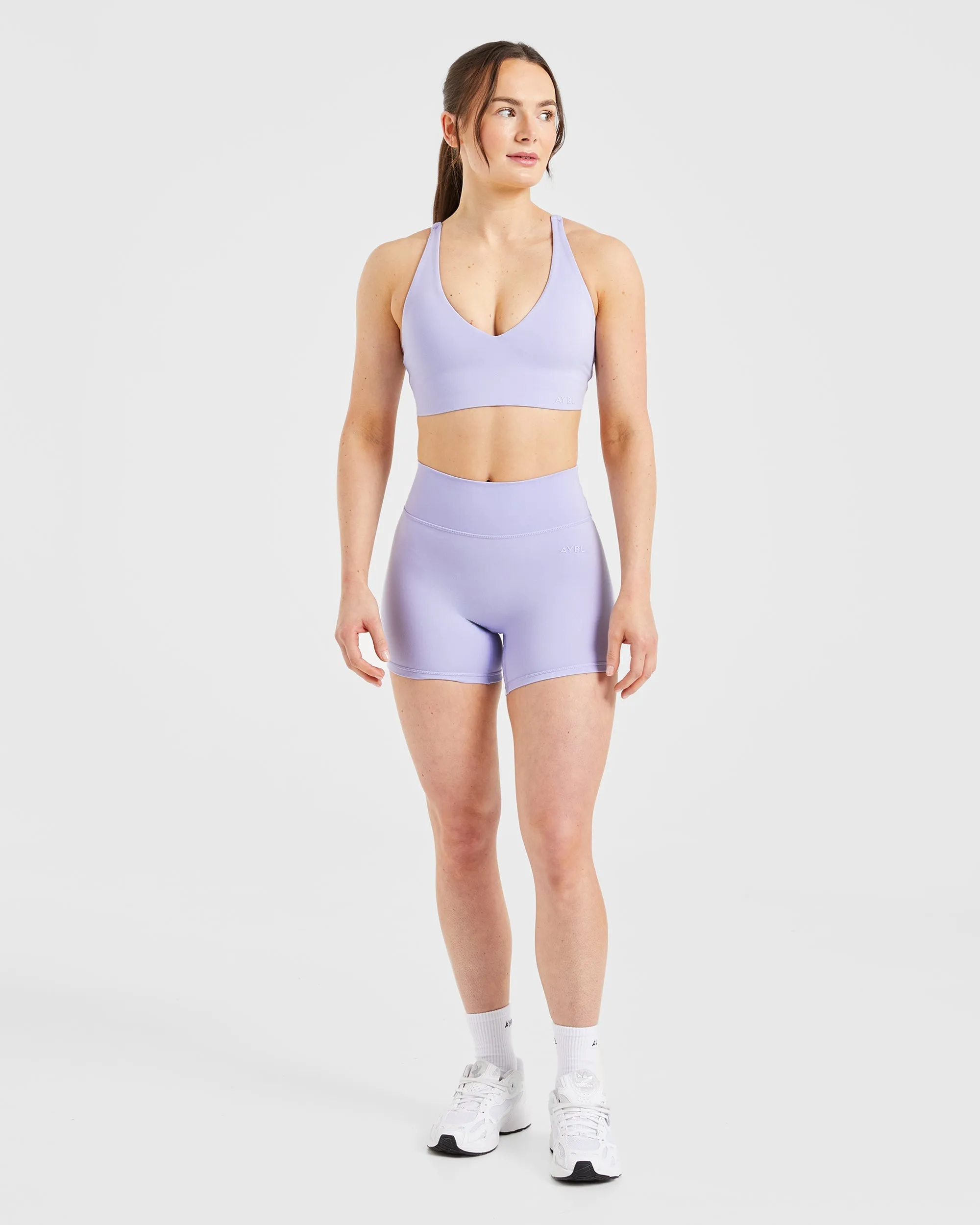 Loose fit seams Mesh workout gear Staple Sports Bra - Pastel Lavender