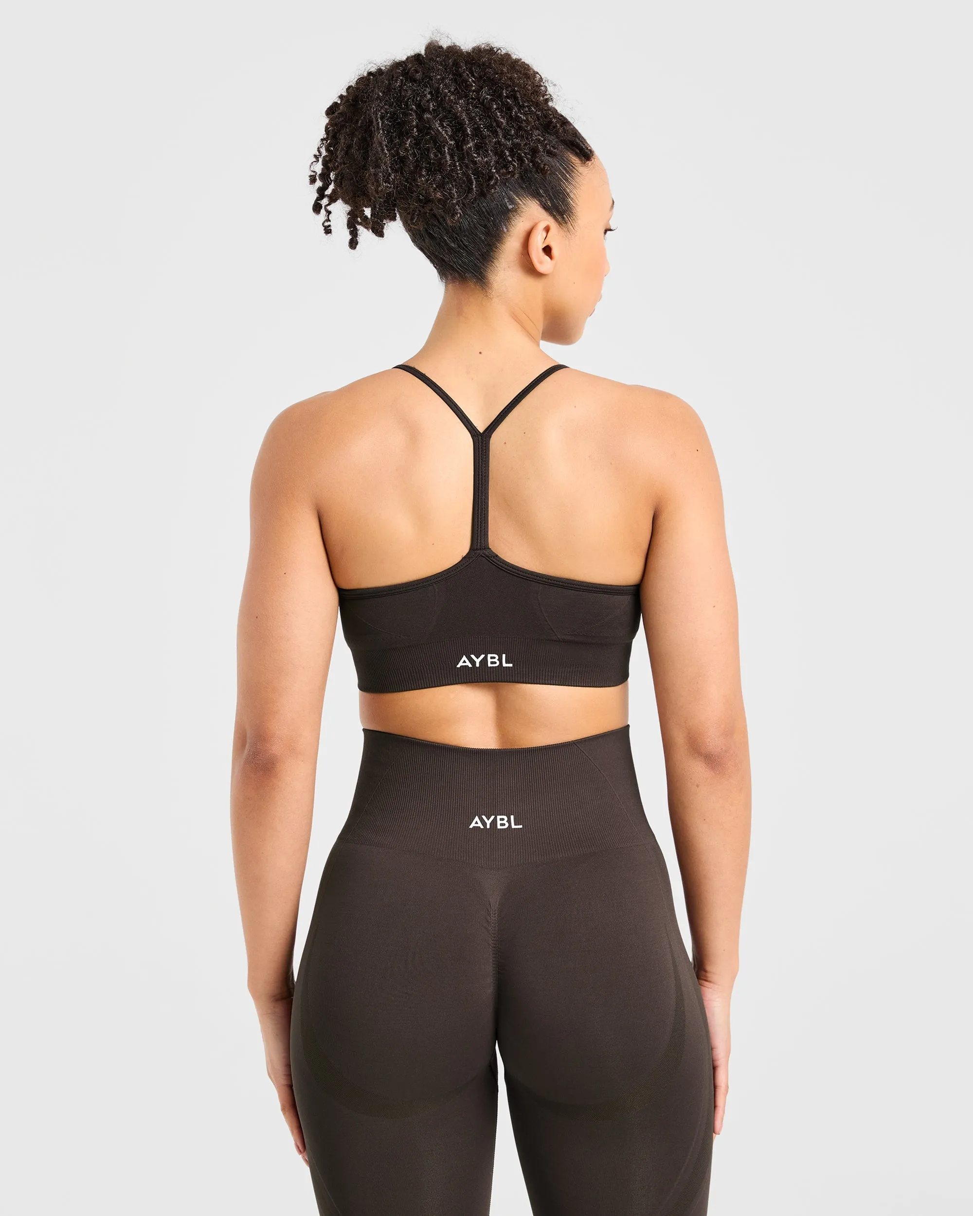 Empower Seamless Sports Bra - Cocoa Brown Non slip grip Gray
