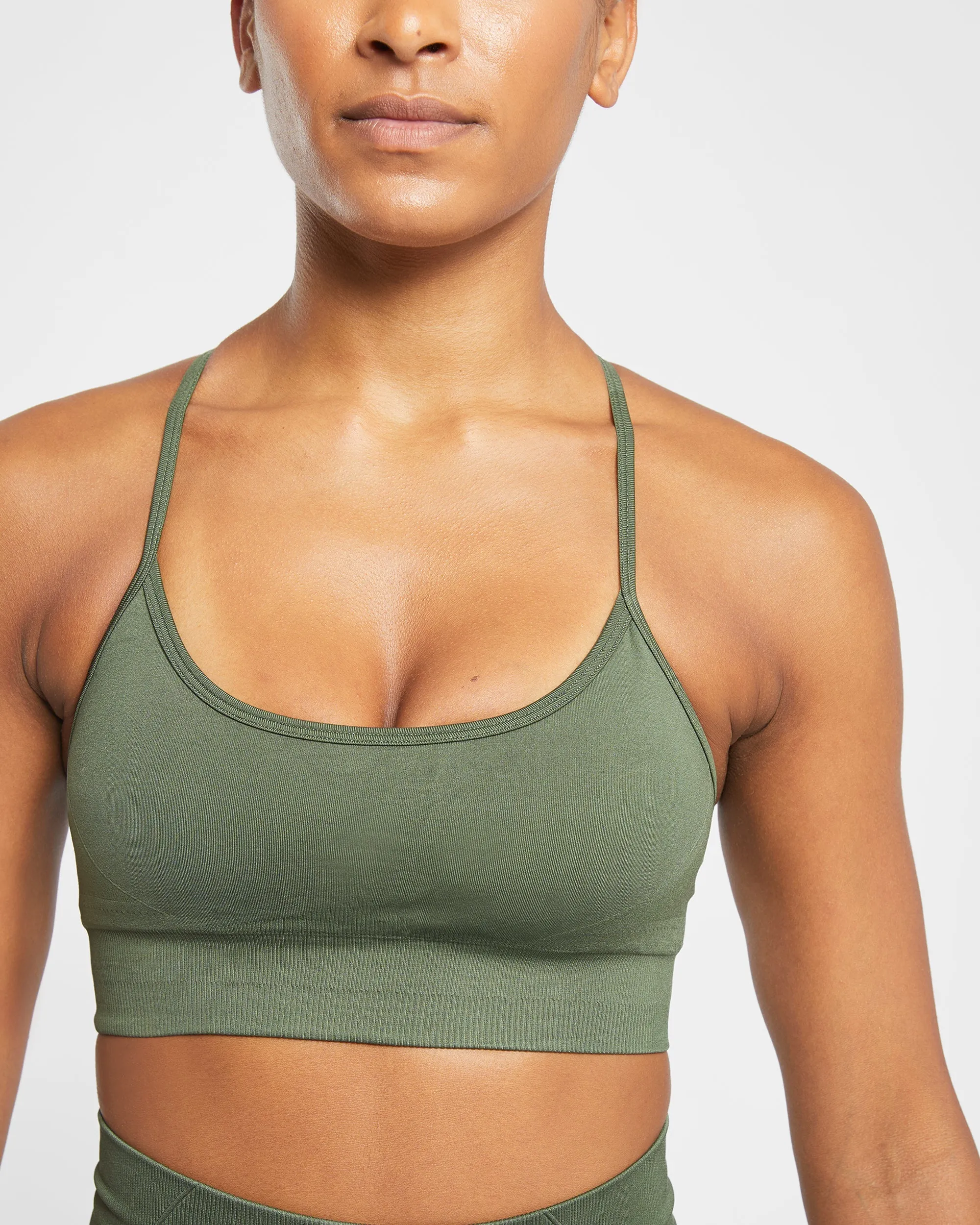Empower Seamless Sports Bra - Khaki Green Yoga beginners