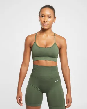Classic Empower Seamless Sports Bra - Khaki Green