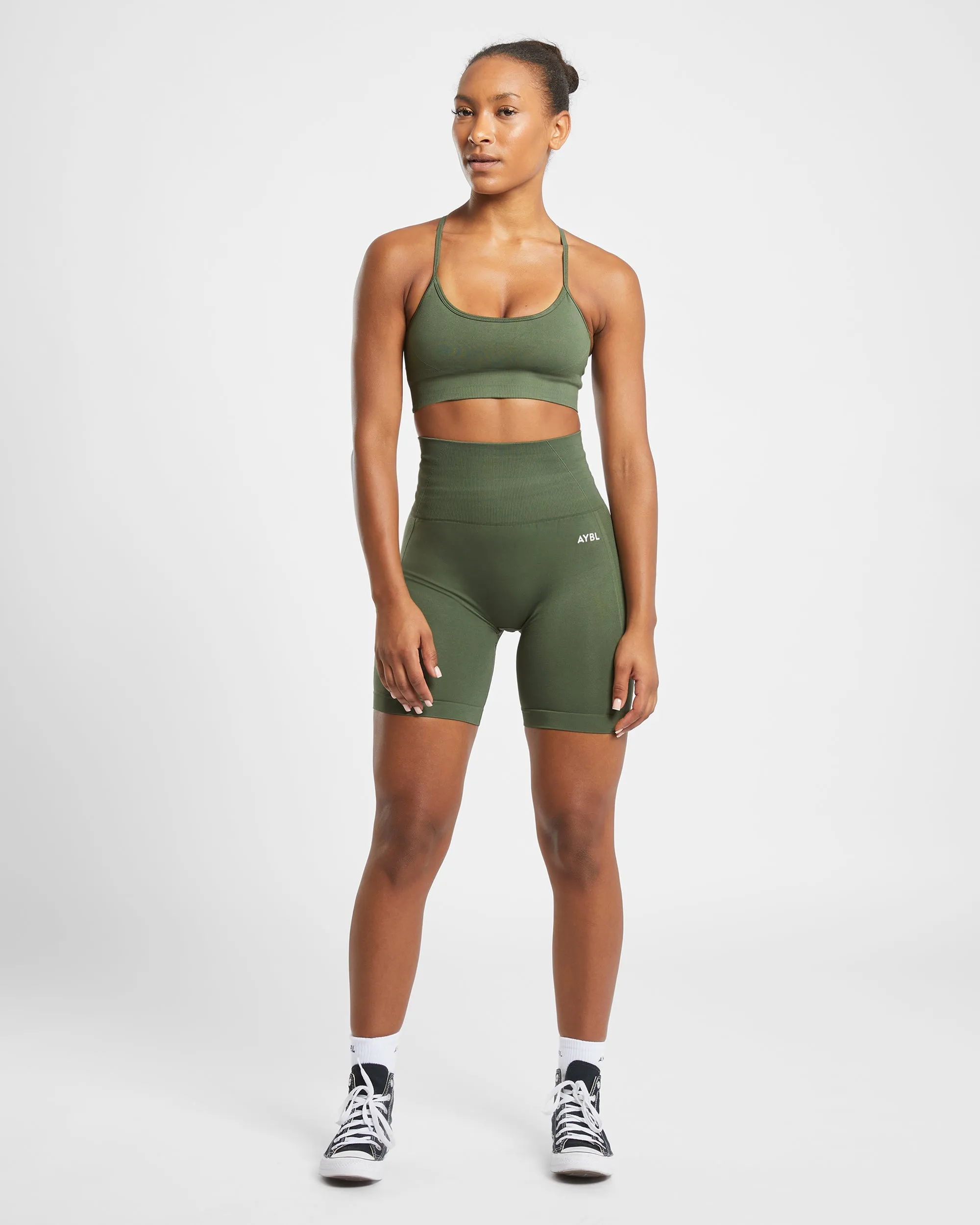 teenagers' Empower Seamless Sports Bra - Khaki Green