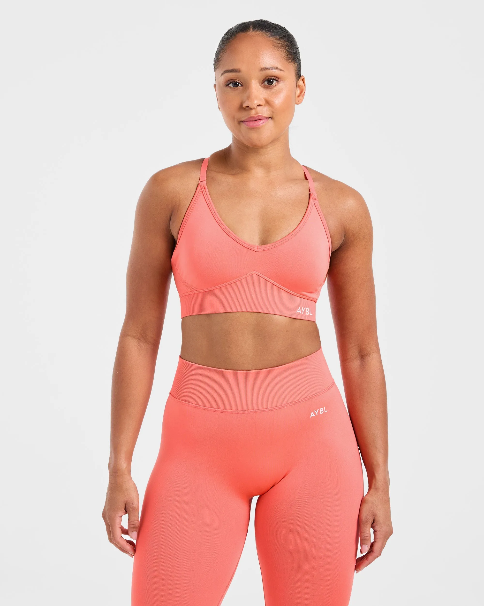 Adapt Seamless Sports Bra - Summer Peach Black fitness clothes