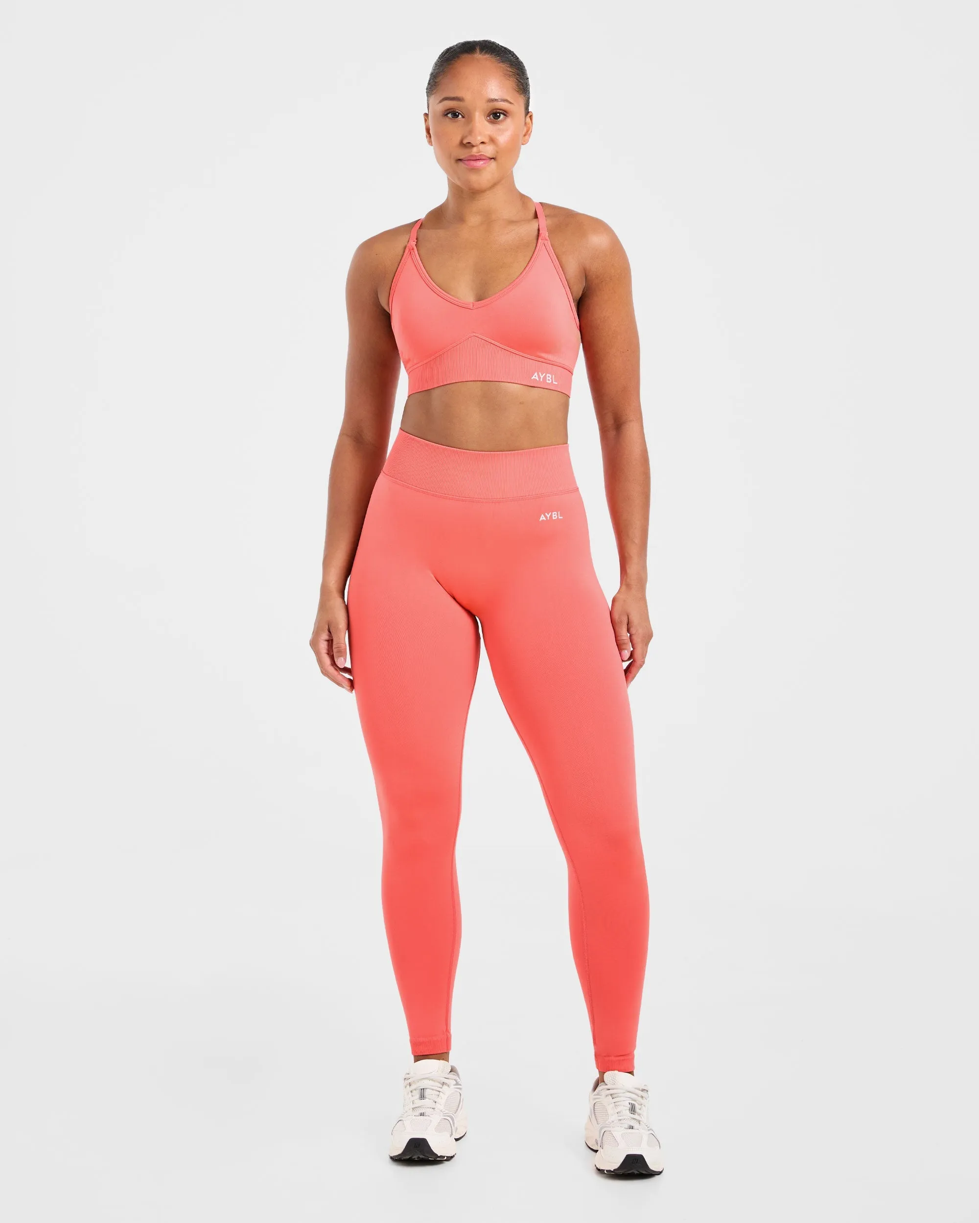 Adapt Seamless Sports Bra - Summer Peach Embroidered seams